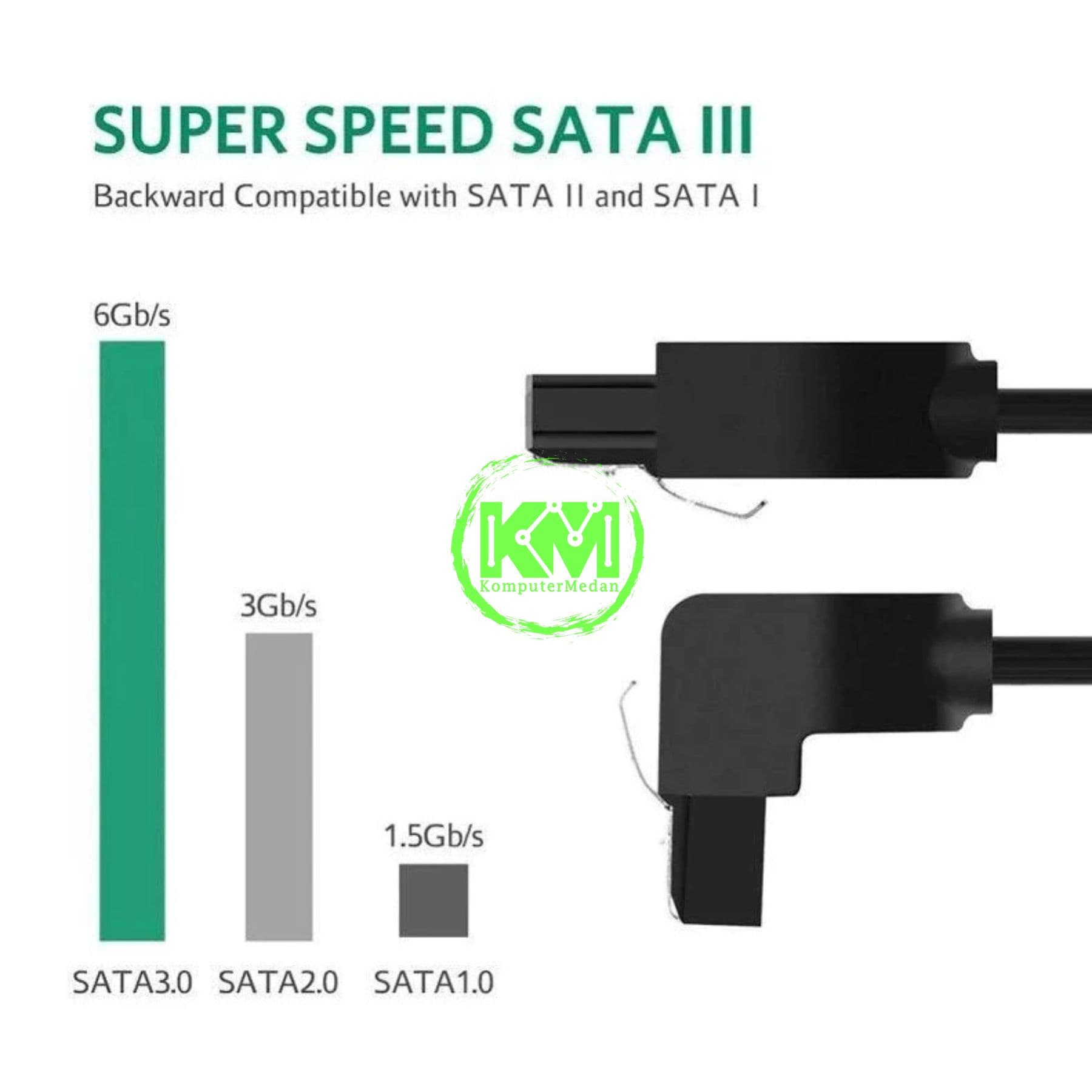 UGREEN FLAT ANGLED CABLE SATA-3 50CM BLACK / 30797 - Image 5