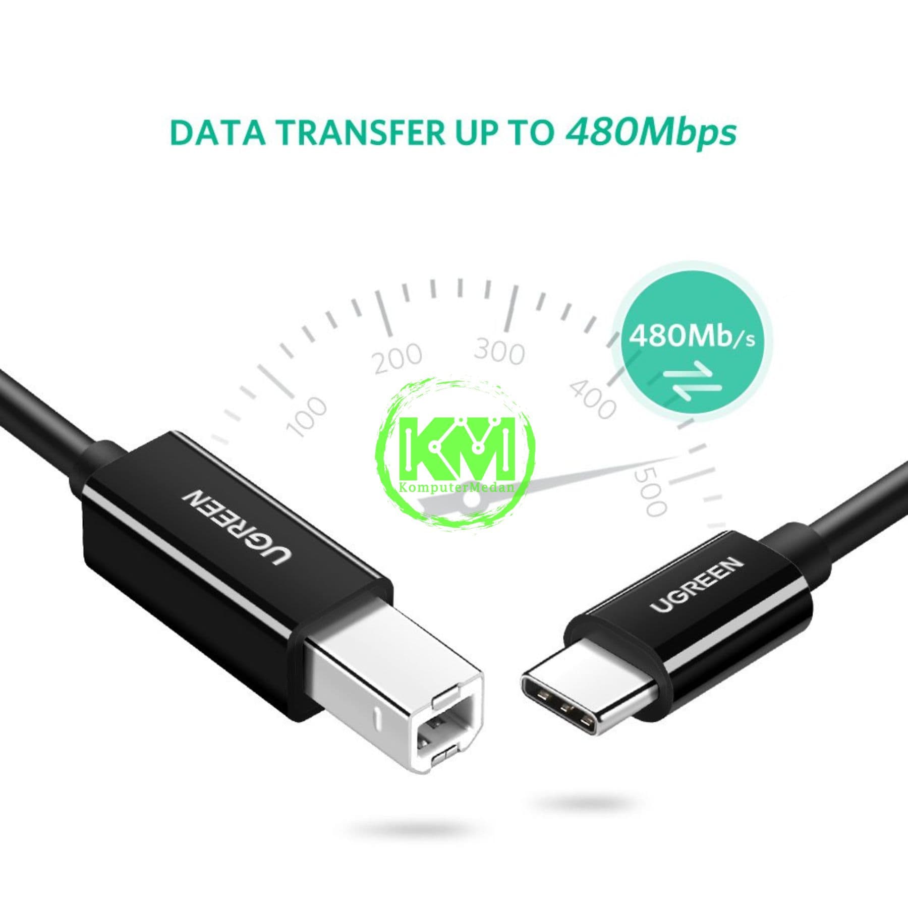 UGREEN PRINTER CABLE C TO USB-B 2.0 2M BLACK / 50446 - Image 2