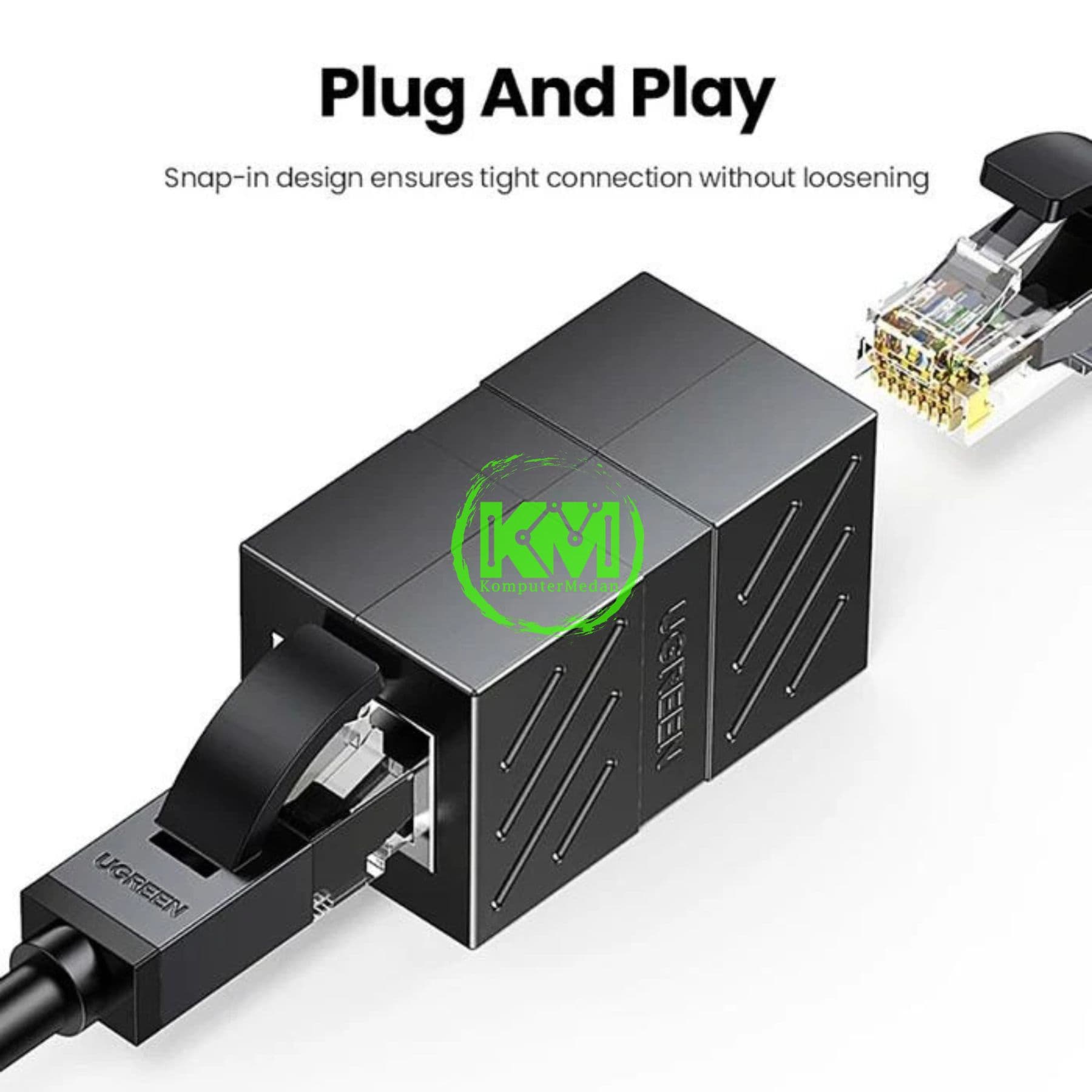 UGREEN NETWORK KEYSTONE COUPLER RJ45 CAT5/6/7 BLACK / 20390 - Image 4