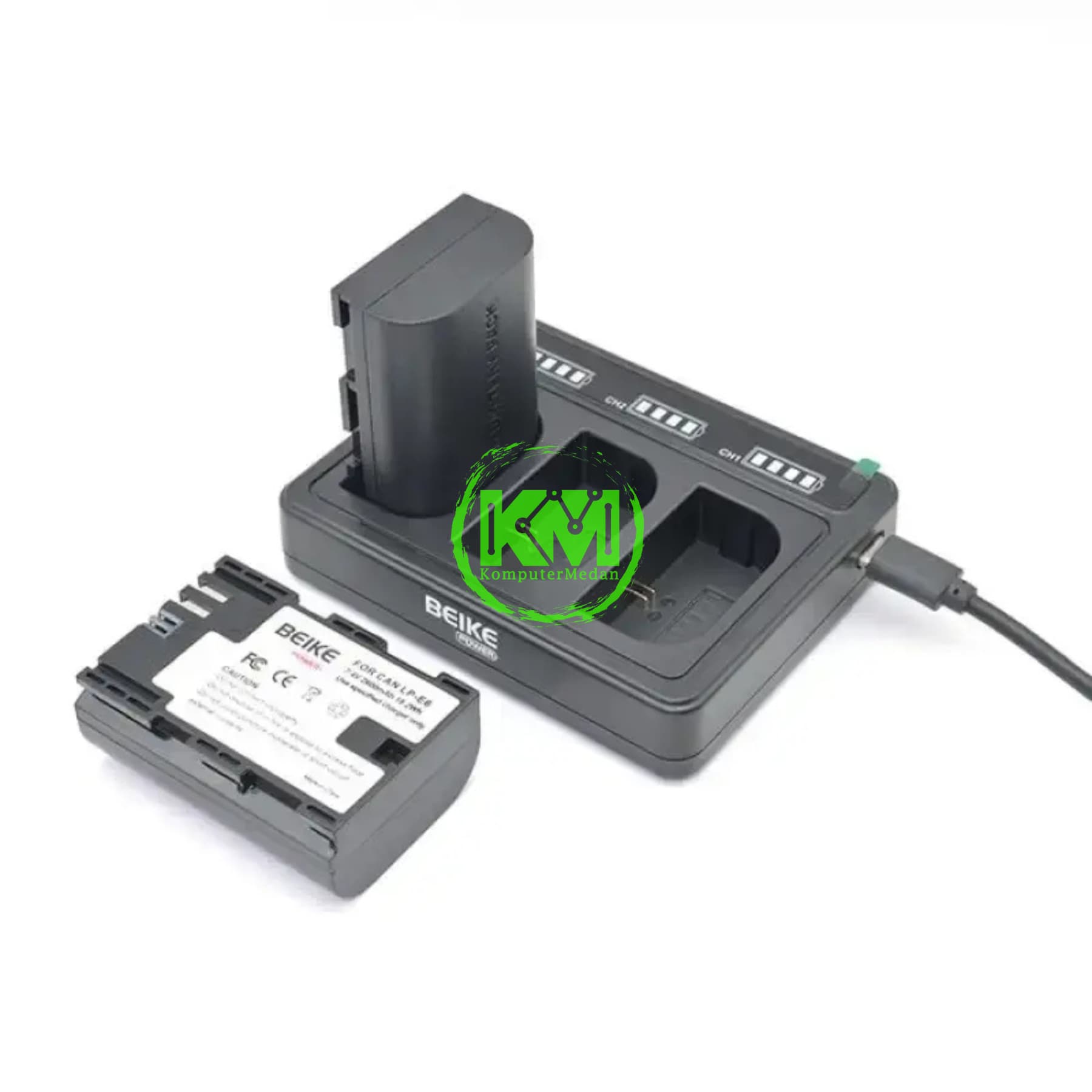 BEIKE POWER BATTERY LP-E6 2600MAH - 2 BATTERY+1 CHARGER - Image 4