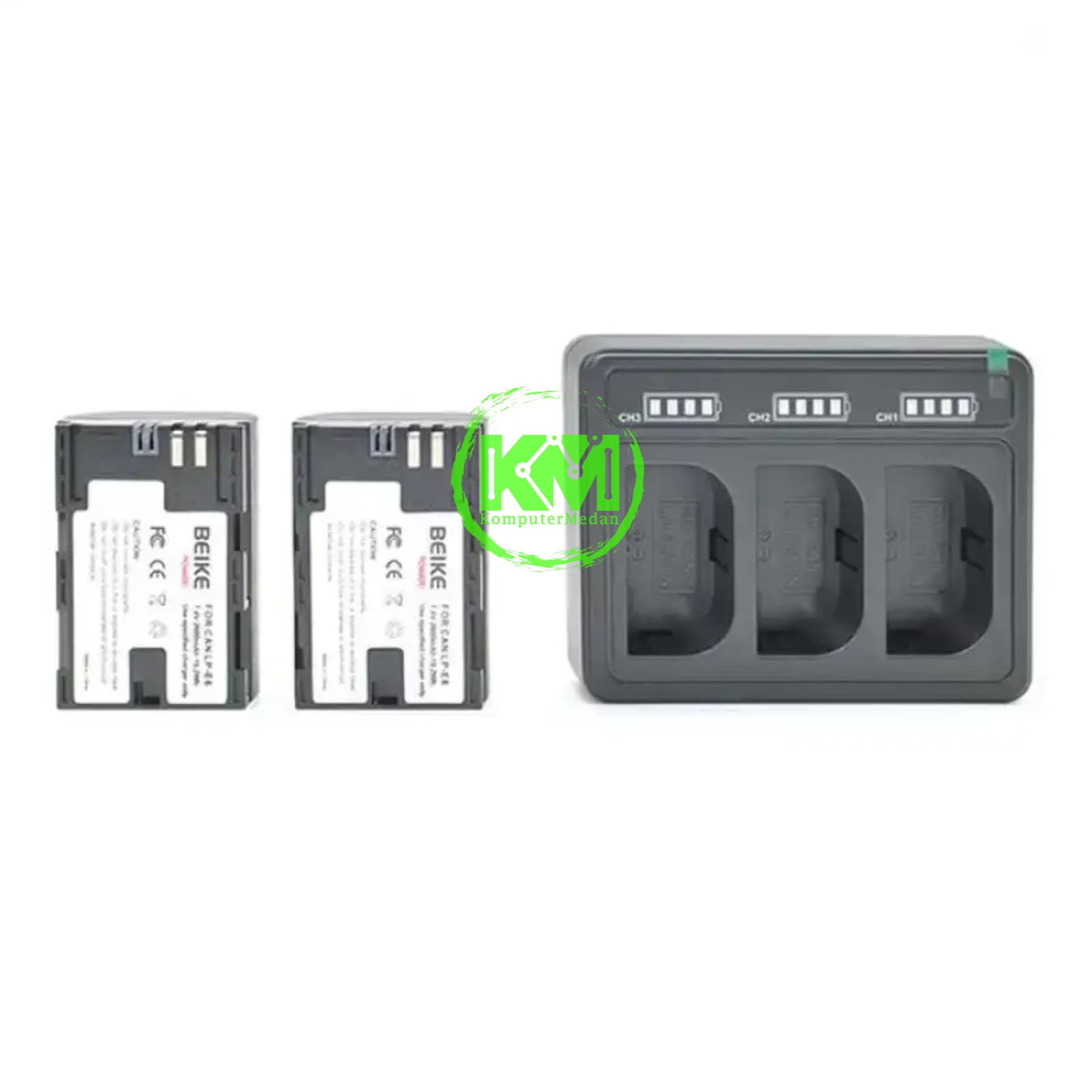 BEIKE POWER BATTERY LP-E6 2600MAH - 2 BATTERY+1 CHARGER