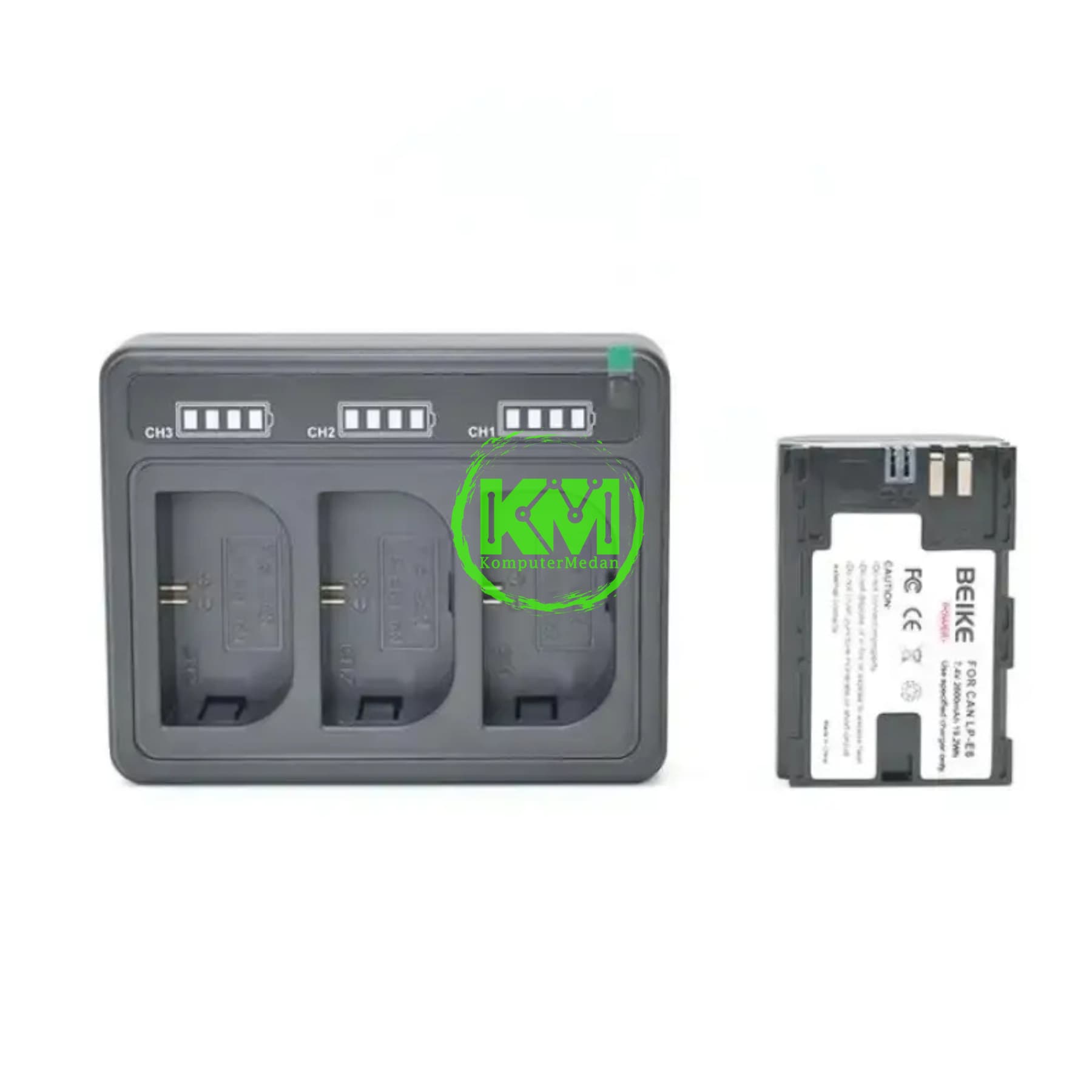 BEIKE POWER BATTERY LP-E6 2600MAH - 2 BATTERY+1 CHARGER - Image 2