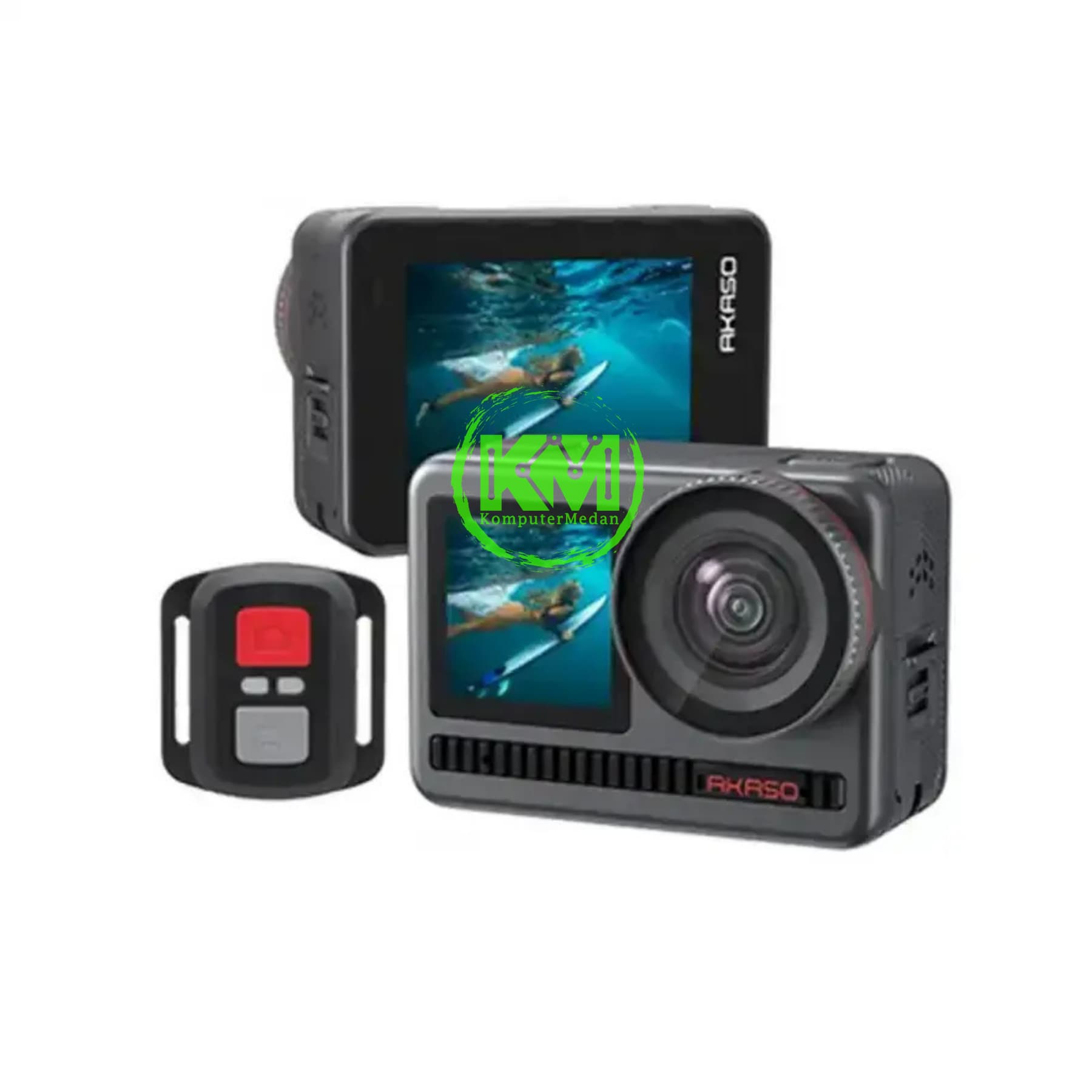 AKASO ACTION CAMERA BRAVE 8 WITH MIC AND LEXAR SUNEAST MICROSDXC ORANGE SERIES - 64 GB - Image 1