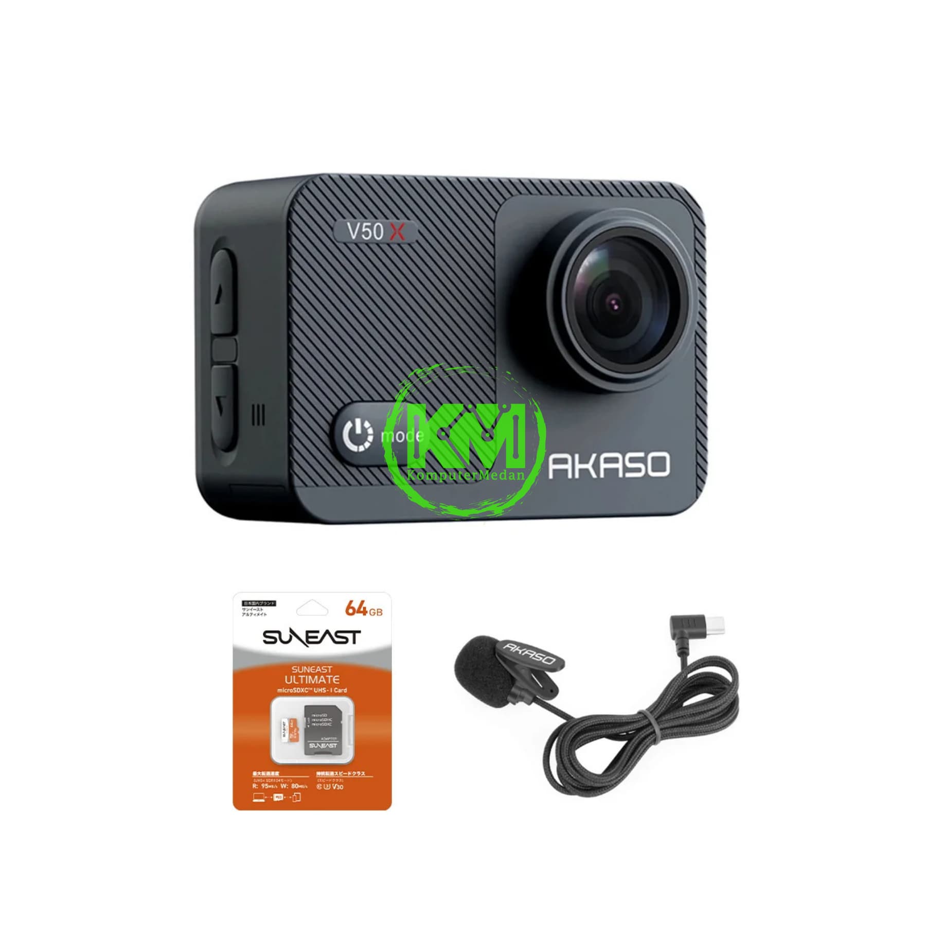 AKASO SET V50X WITH MIC AND LEXAR SUNEAST MICROSDXC ORANGE SERIES - 64 GB - Image 2