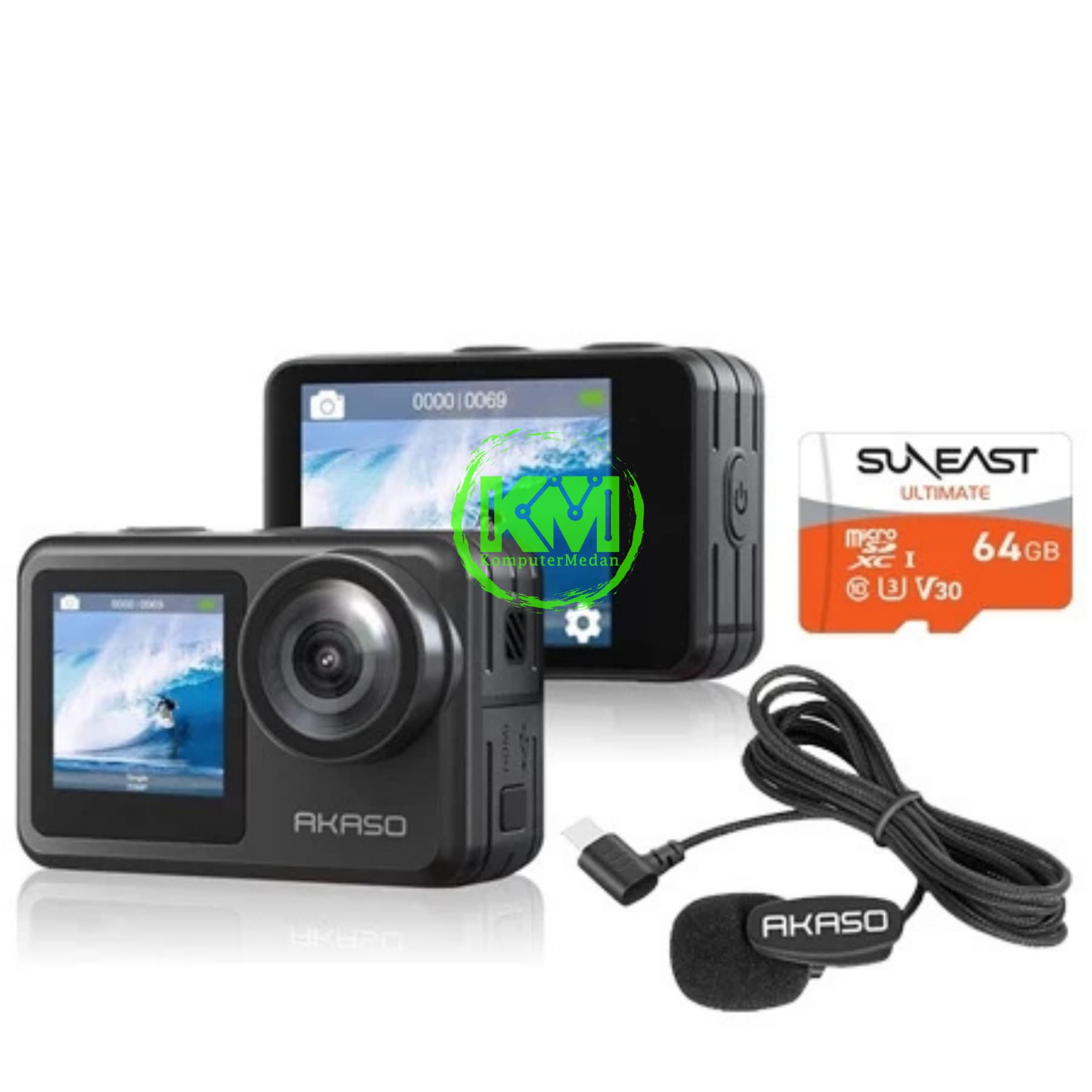 AKASO SET BRAVE 7 WITH MIC AND LEXAR / SUNEAST MICROSDXC ORANGE SERIES - 64 GB - Image 3
