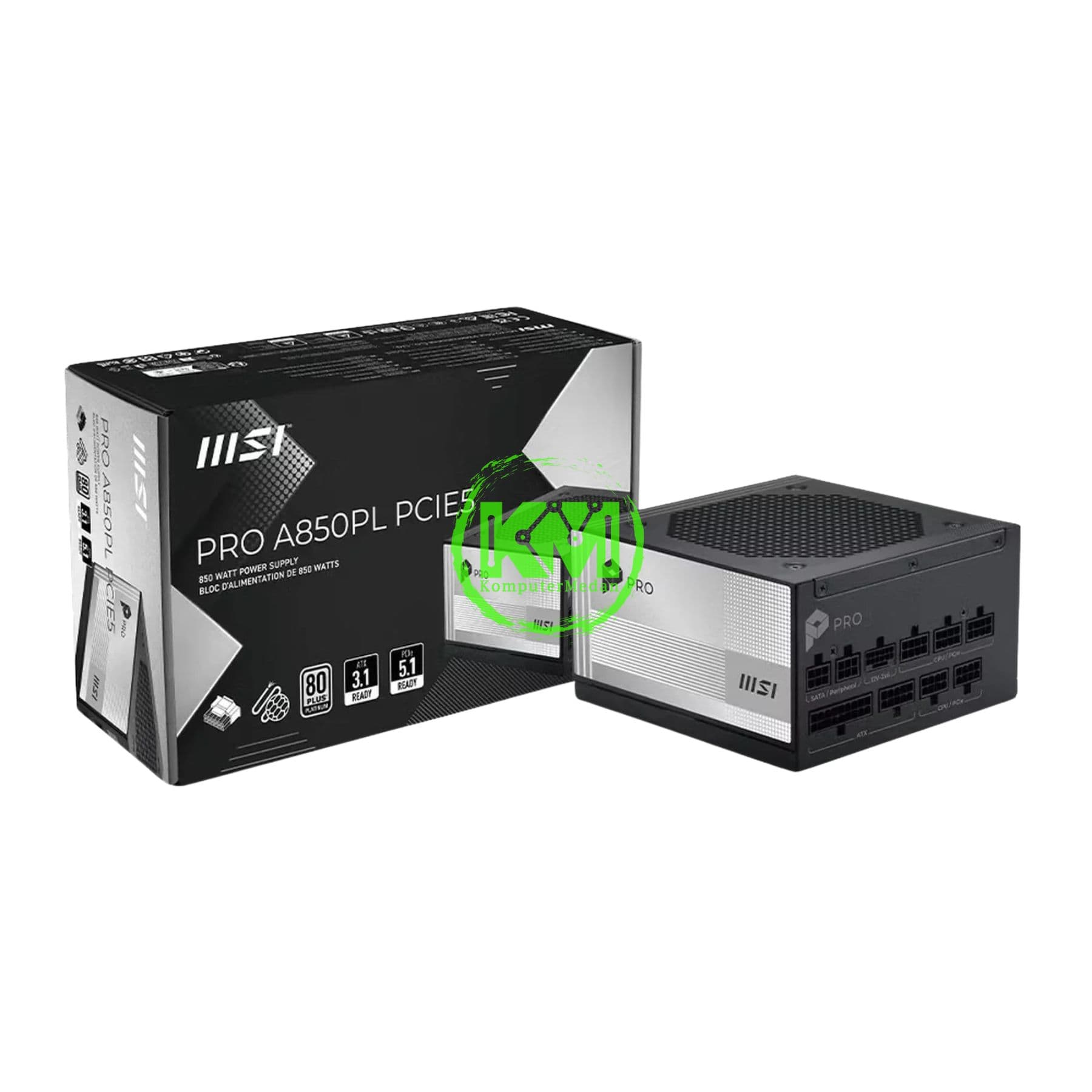 MSI PRO A850PL 850W 80+ PLATINUM FULL MODULAR POWER SUPPLY - Image 1