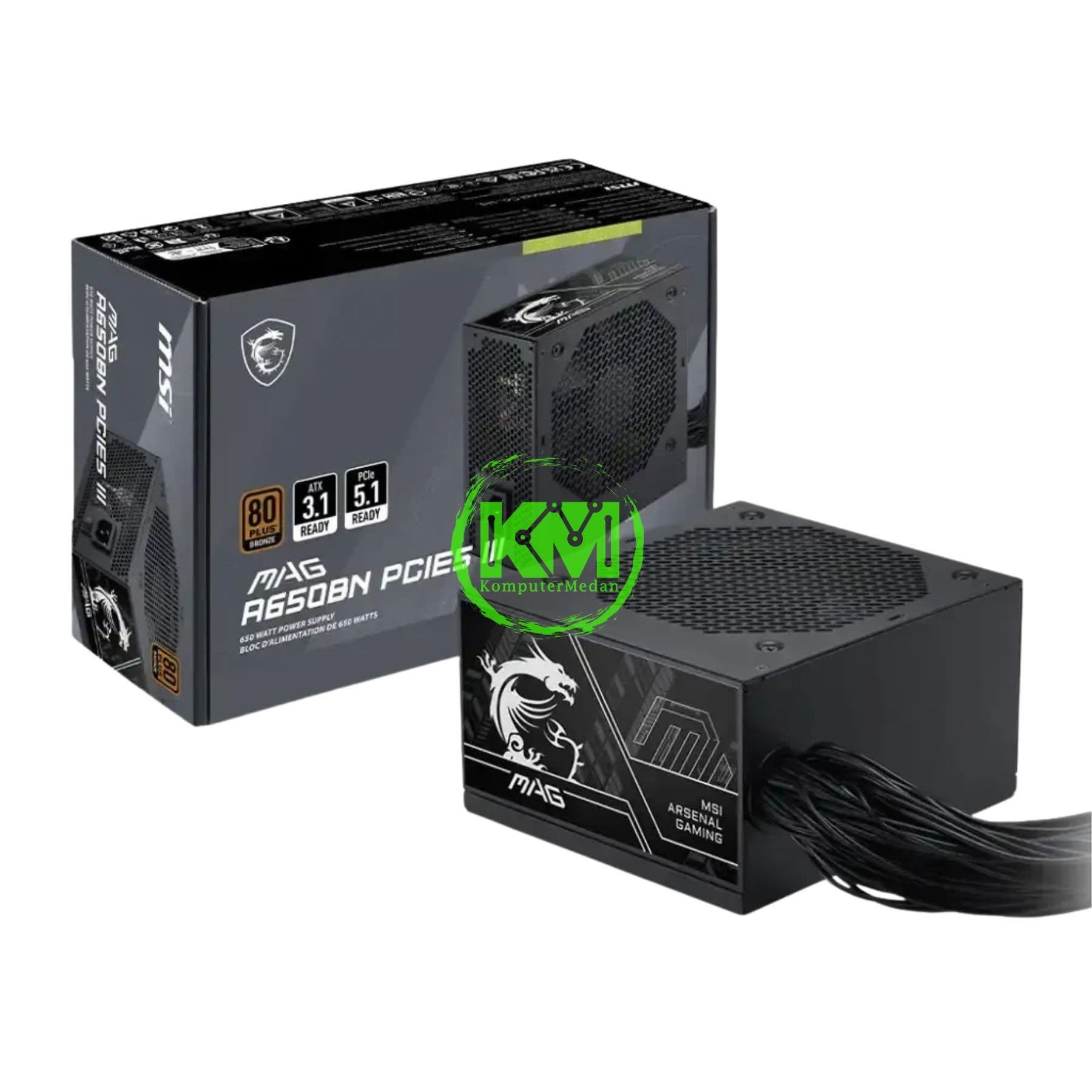 MSI MAG A650BN PCIE5 III 650W 80+ BRONZE POWER SUPPLY - Image 1