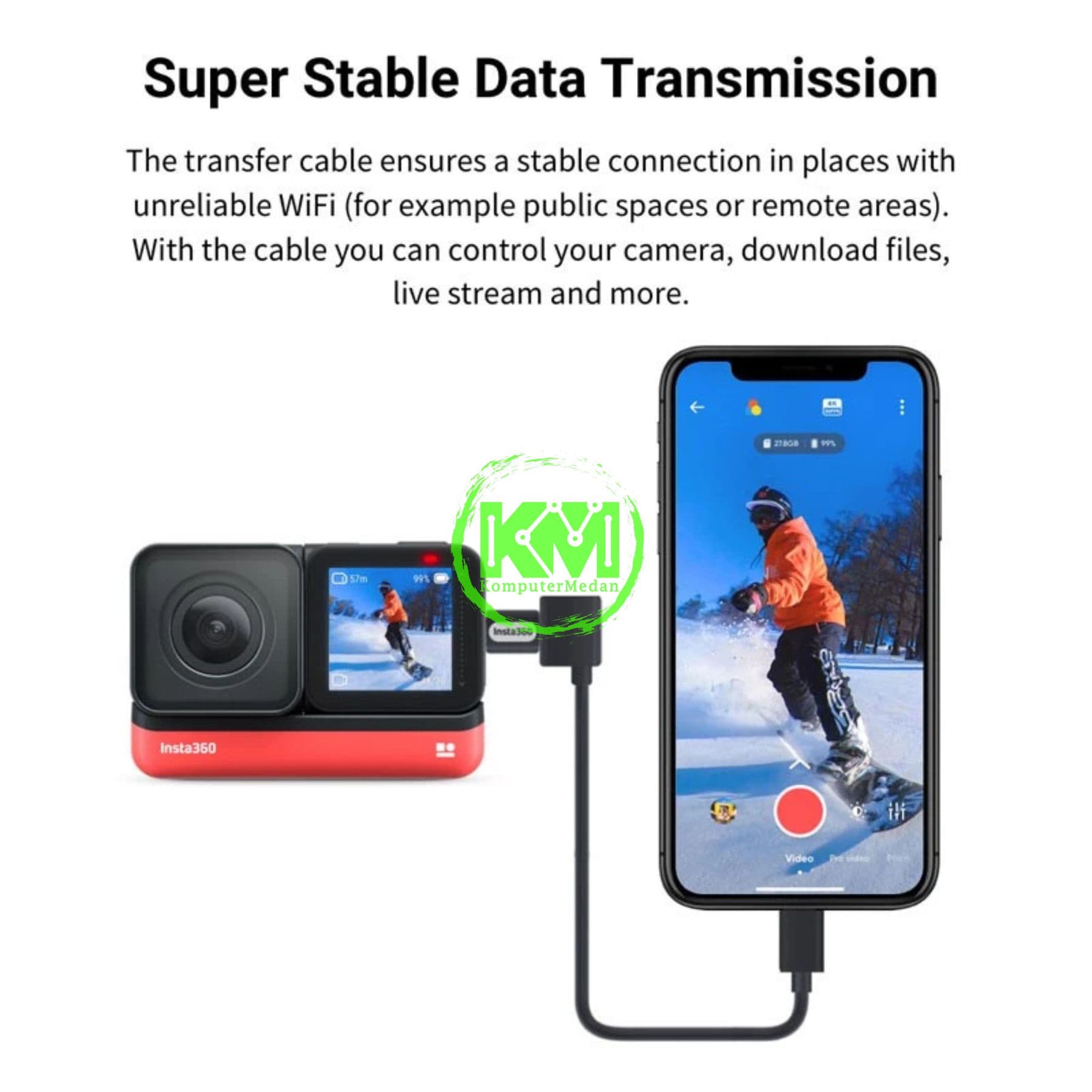 INSTA 360 ONE R TRANSFER CABLE (LIGHTNING) - Image 4