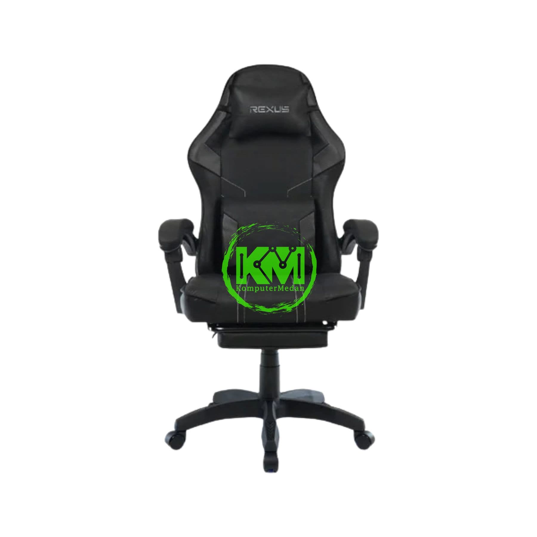 REXUS RGC-R45 FOOTREST GAMING CHAIR - FULL BLACK, BLUE, RED & WHITE - Image 2