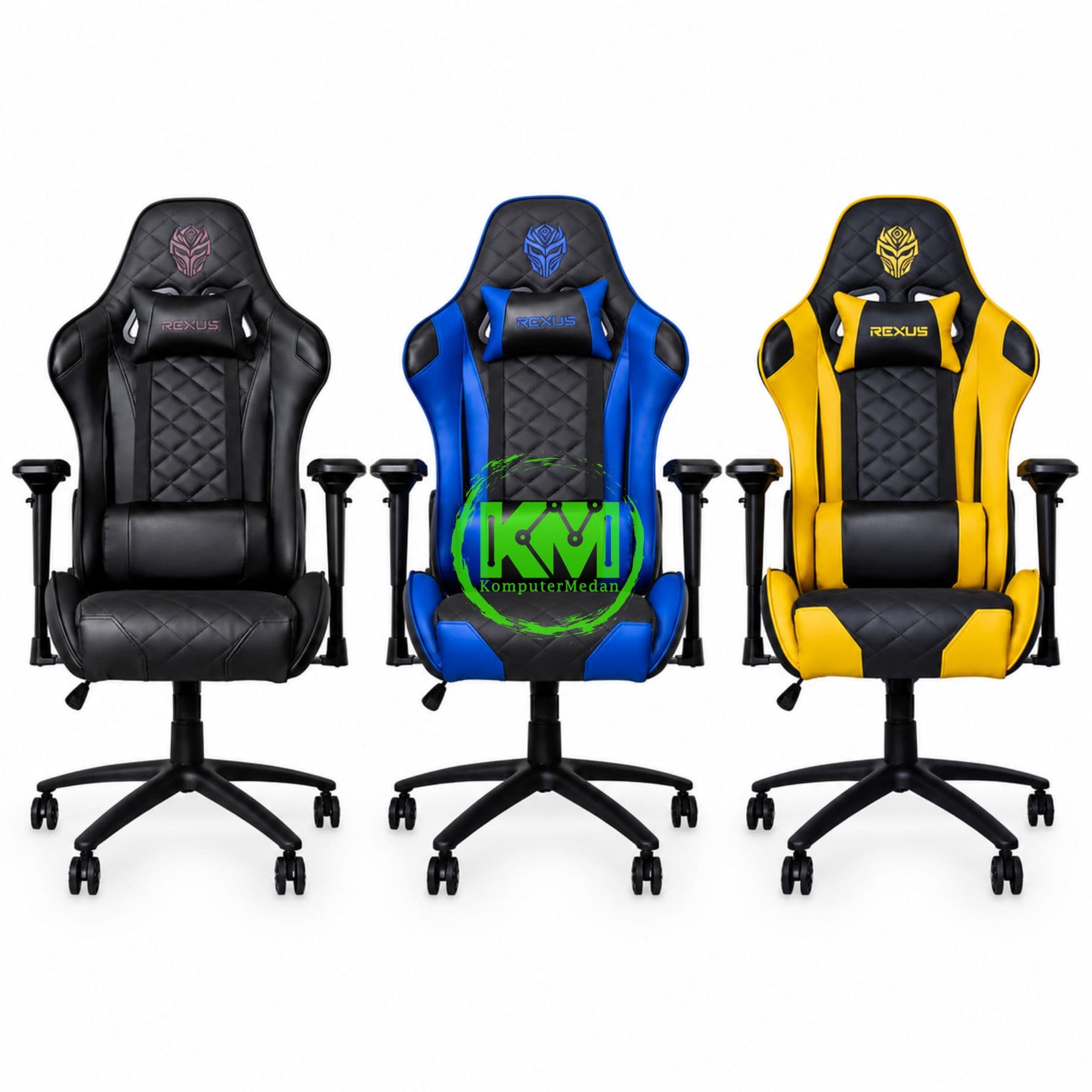REXUS RGC-100 2D GAMING CHAIR - BLACK, BLUE & YELLOW