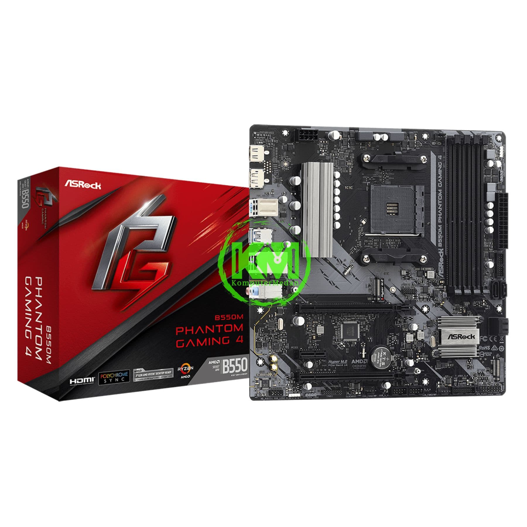 ASROCK B550M PHANTOM GAMING 4 MOTHERBOARD - Image 1
