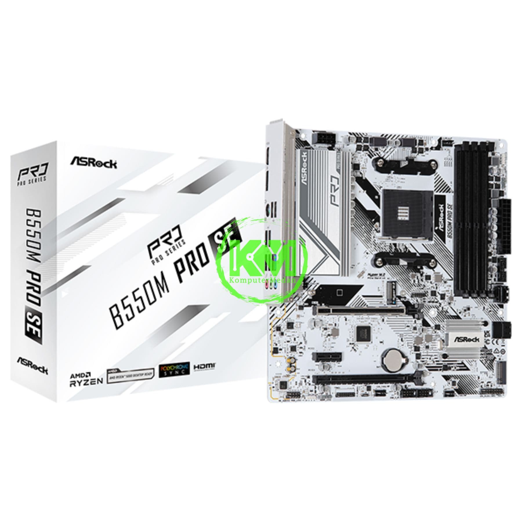 ASROCK B550M PRO SE WHITE MOTHERBOARD - Image 1