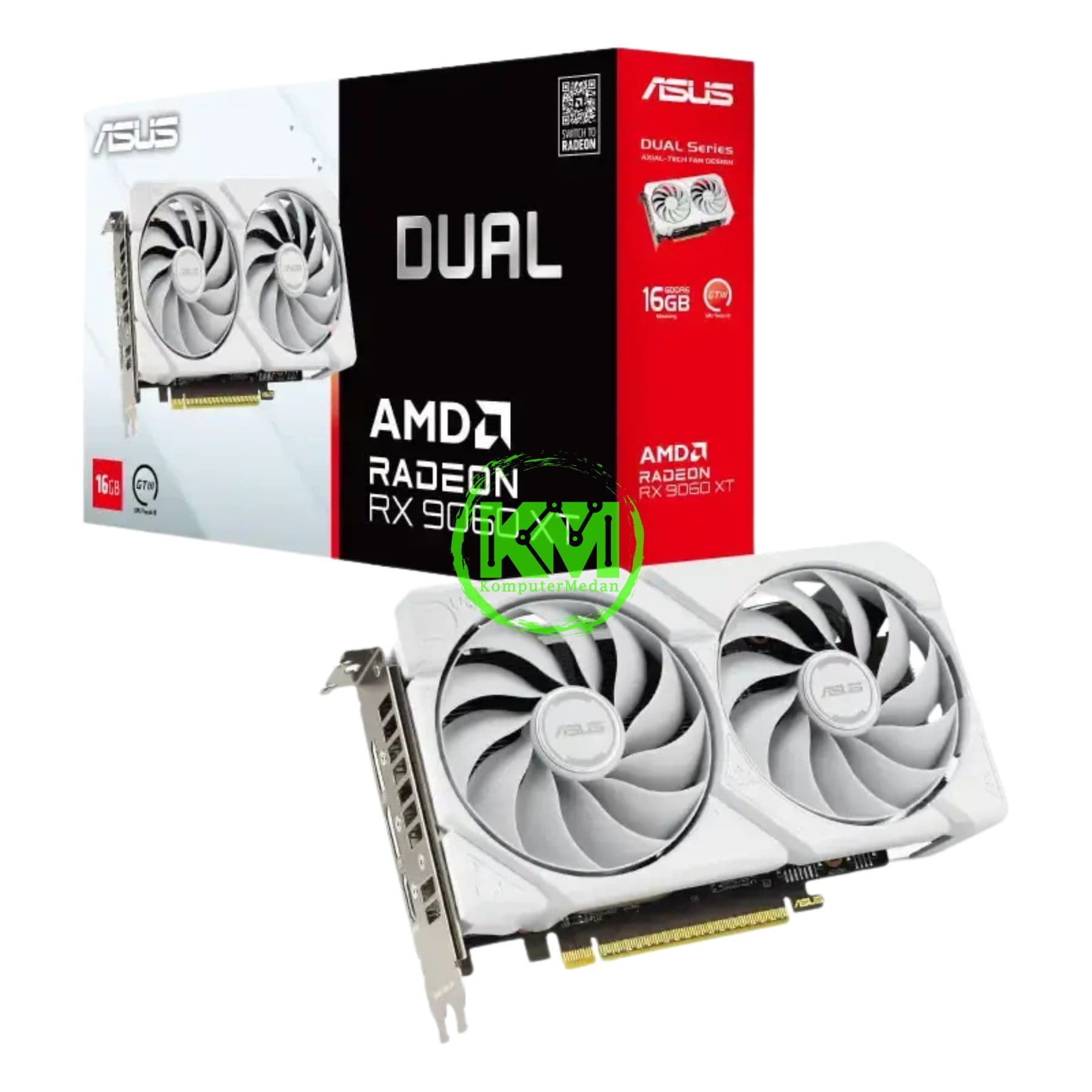 ASUS DUAL RX 9060 XT 16GB WHITE GAMING OC VGA - Image 1