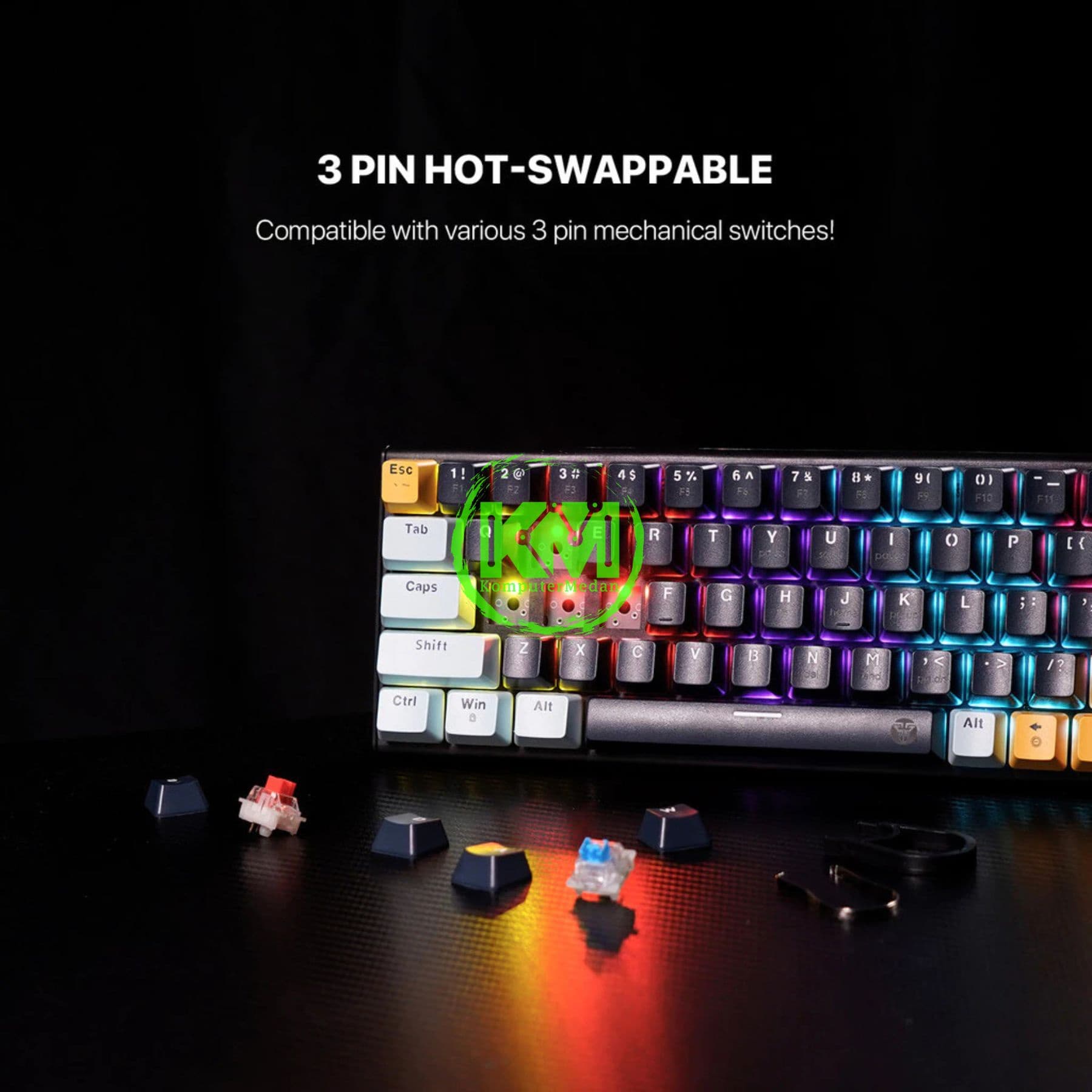 FANTECH MORI ATOM63 MK874V2 MECHANICAL KEYBOARD - BLUE NAVY/NAVY BLUE (SWITCH TARO/ROSIE) - Image 5