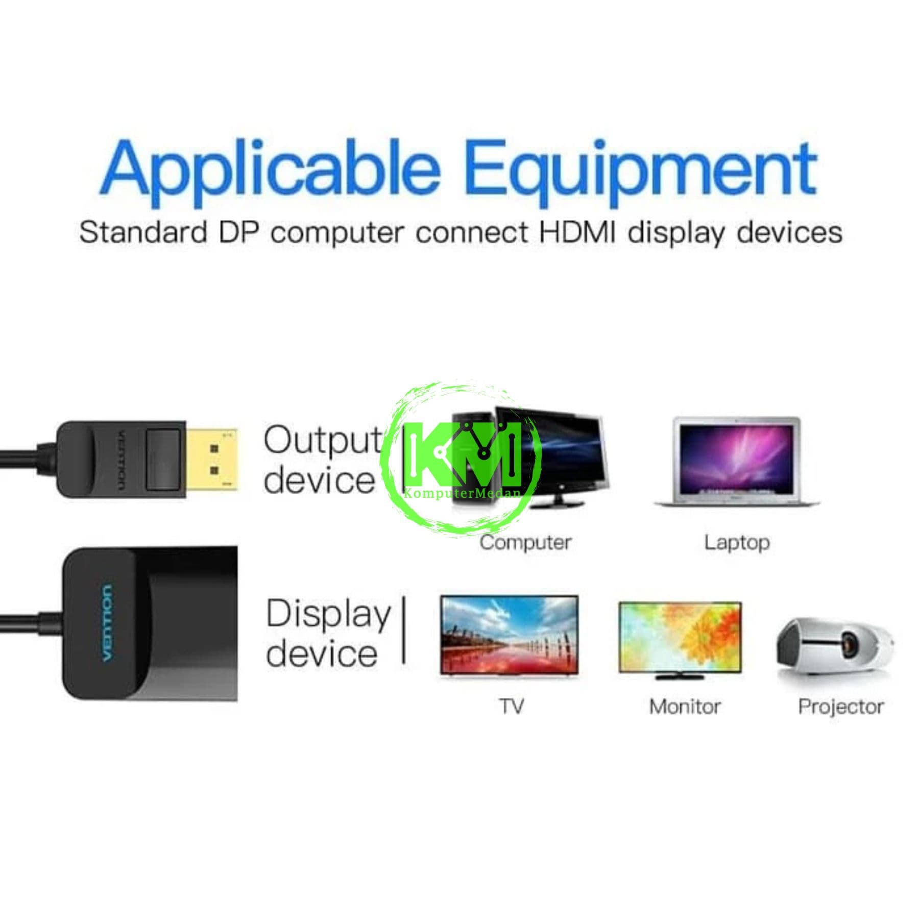 VENTION DP TO HDMI CONVERTER 0.15M BLACK (HBGBB) - Image 3