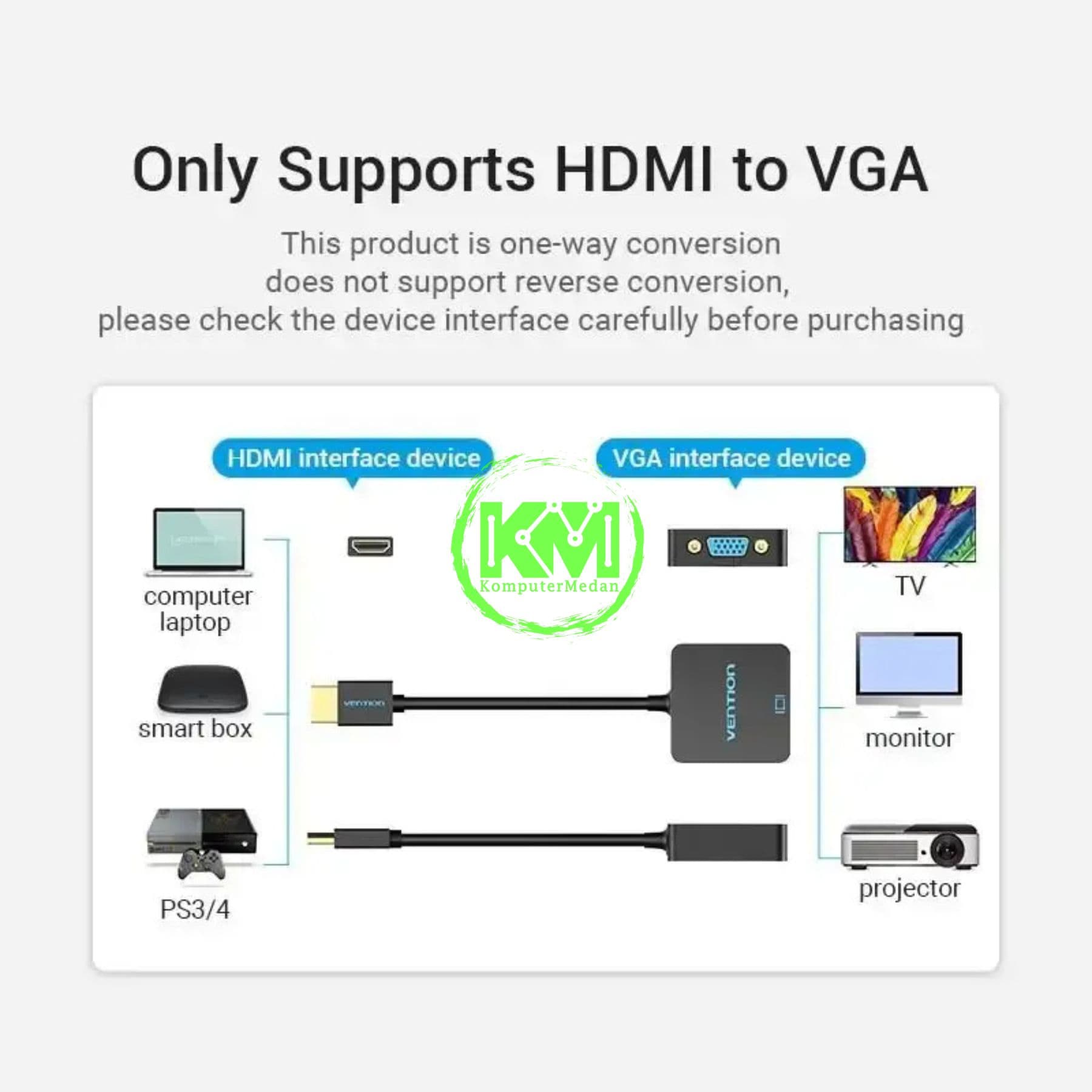 VENTION HDMI TO VGA CONVERTER 0.15M BLACK (ACPBB) - Image 3