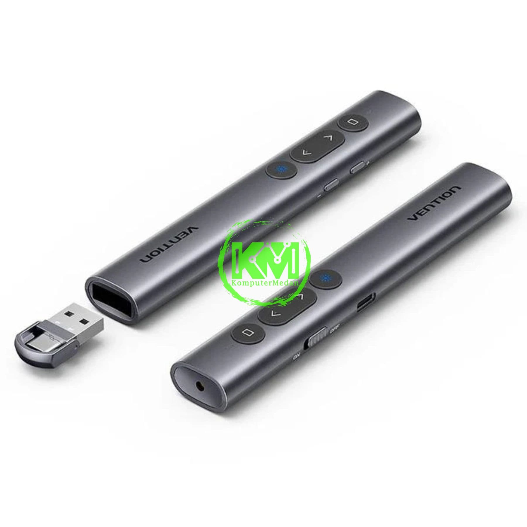 VENTION WIRELESS POWERPOINT PRESENTATION CLICKER WITH GREEN LASER POINTER - GRAY (KQJH0)