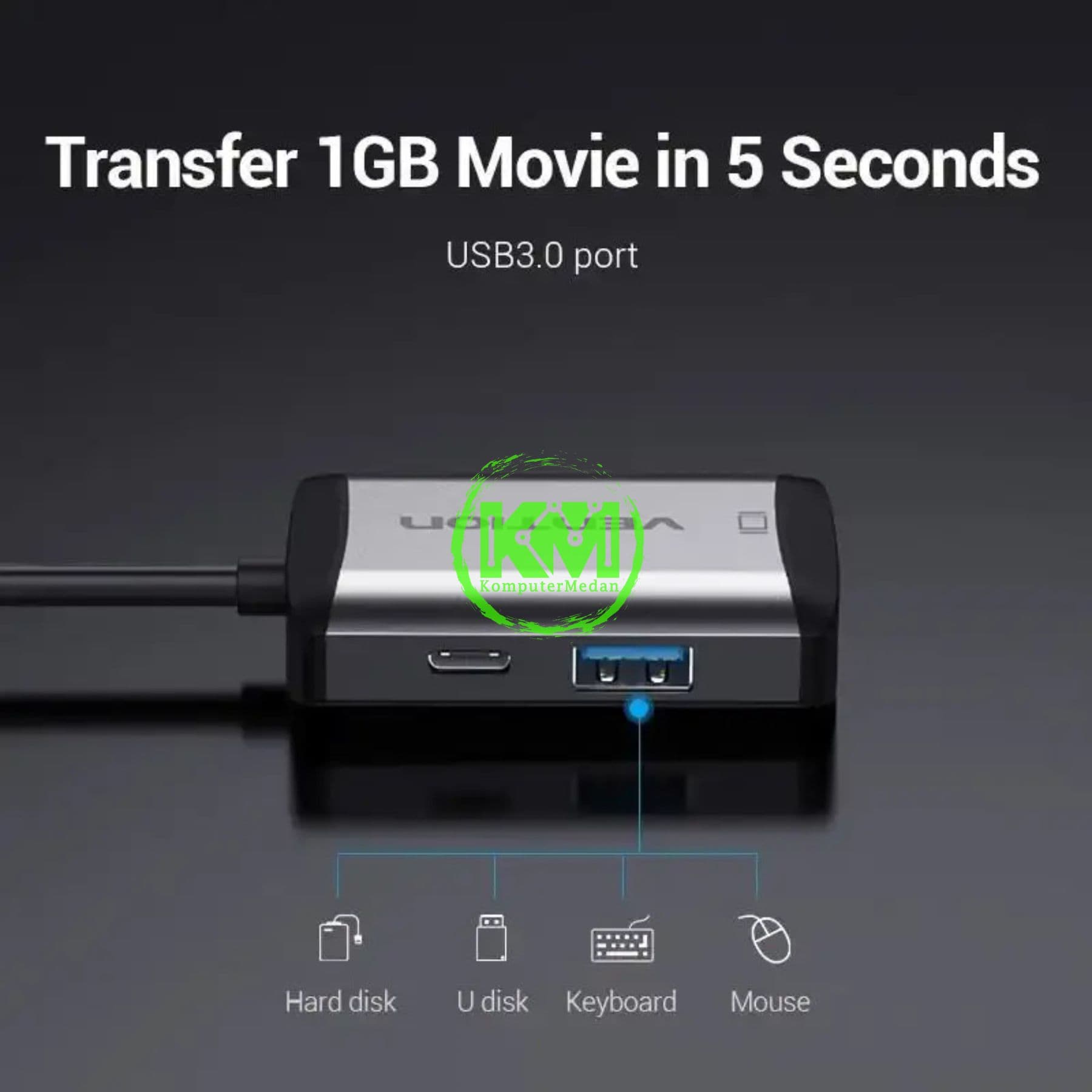 VENTION TYPE-C TO HDMI/VGA/USB3.0/PD CONVERTER 0.15M GRAY METAL TYPE (TFAHB) - Image 4