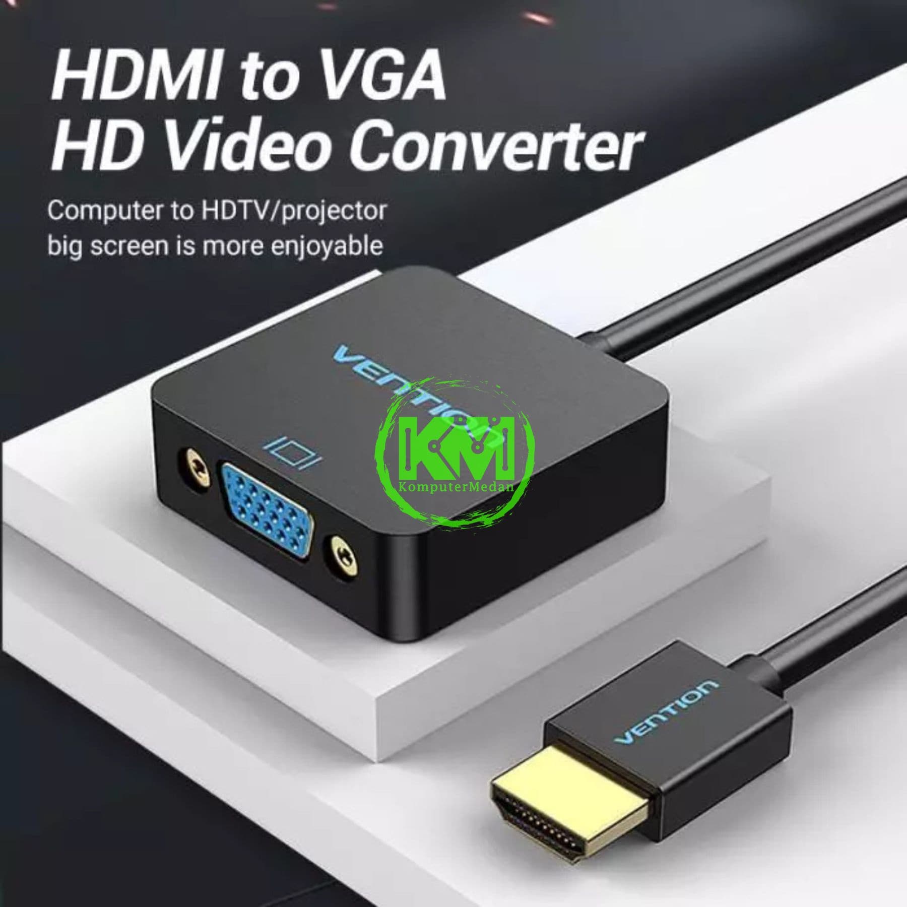 VENTION HDMI TO VGA CONVERTER WITH FEMALE MICRO USB AND AUDIO PORT 0.15M BLACK (ACRBB) - Image 2