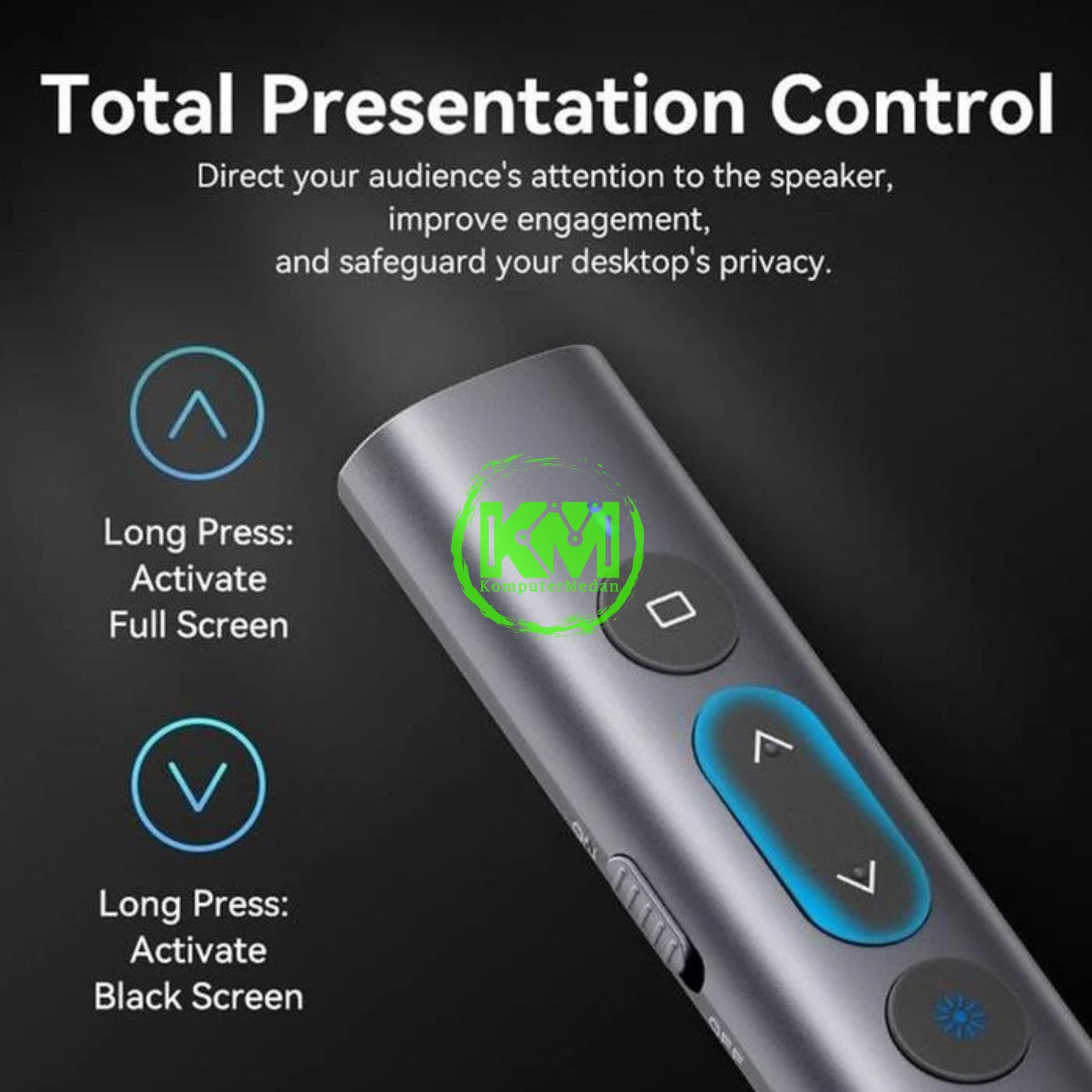 VENTION WIRELESS POWERPOINT PRESENTATION CLICKER WITH GREEN LASER POINTER - GRAY (KQJH0) - Image 5