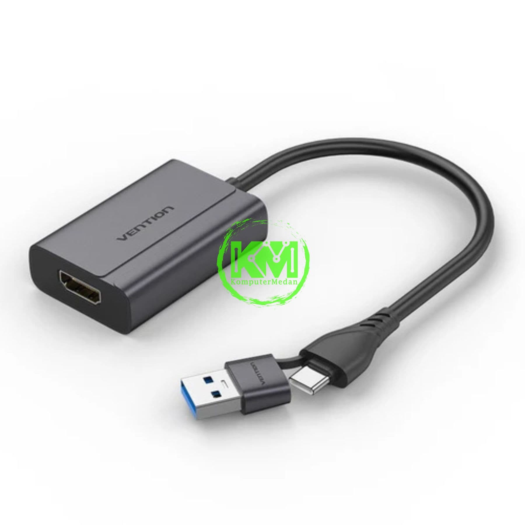 VENTION USB-C + USB-A TO HDMI ADAPTER 0.15M GRAY ALUMINIUM ALLOY TYPE (ACYHB) - Image 2