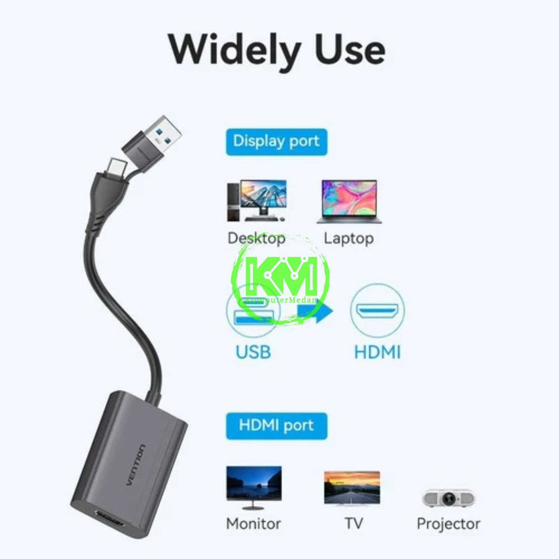 VENTION USB-C + USB-A TO HDMI ADAPTER 0.15M GRAY ALUMINIUM ALLOY TYPE (ACYHB) - Image 6