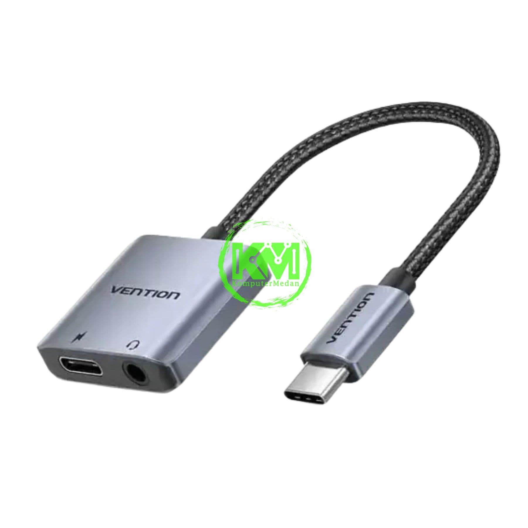VENTION COTTON BRAIDED USB-C TO 3.5MM AUDIO CONVERTER PD 60W 0.1M GRAY (BIGHA) - Image 2