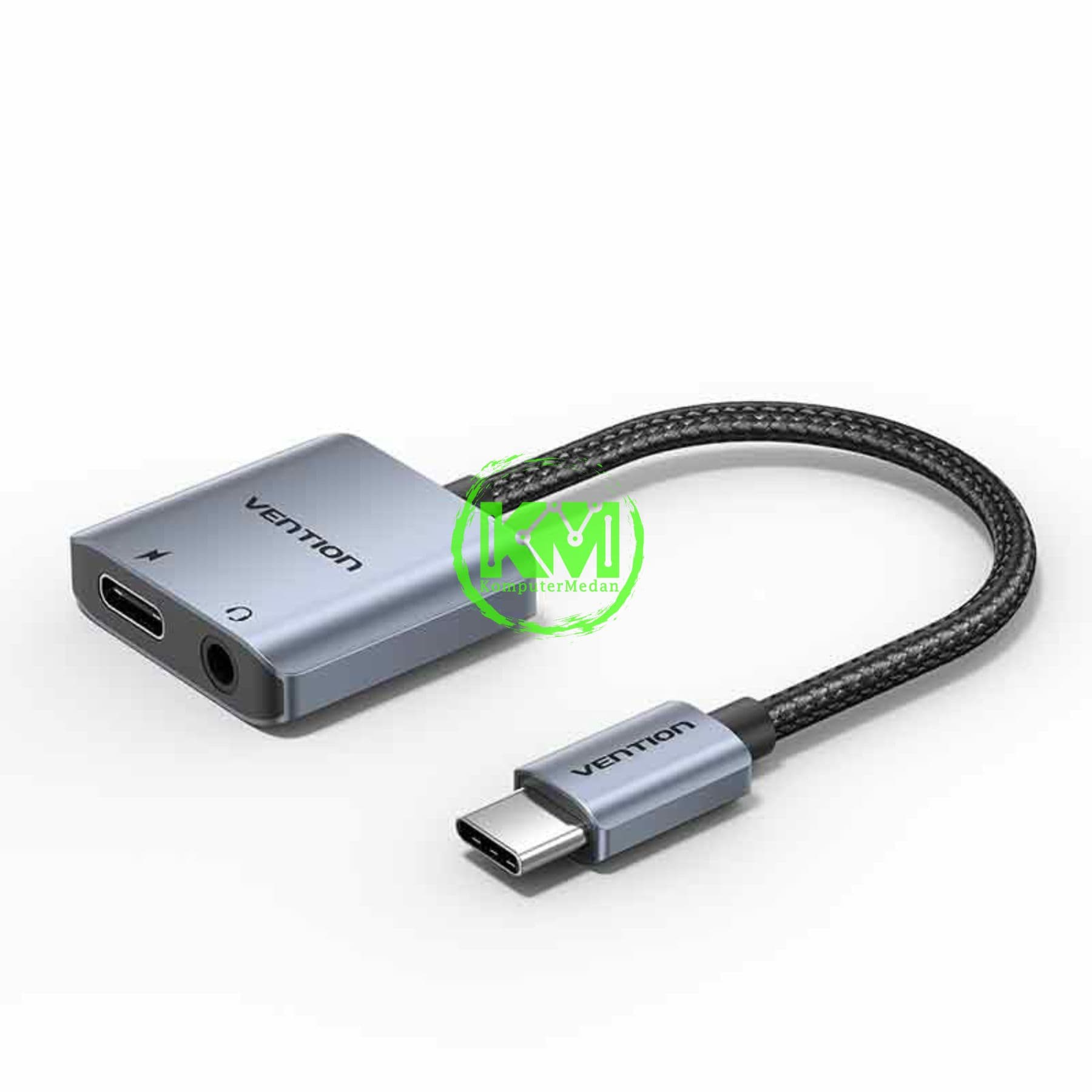VENTION COTTON BRAIDED USB-C TO 3.5MM AUDIO CONVERTER PD 60W 0.1M GRAY (BIGHA)