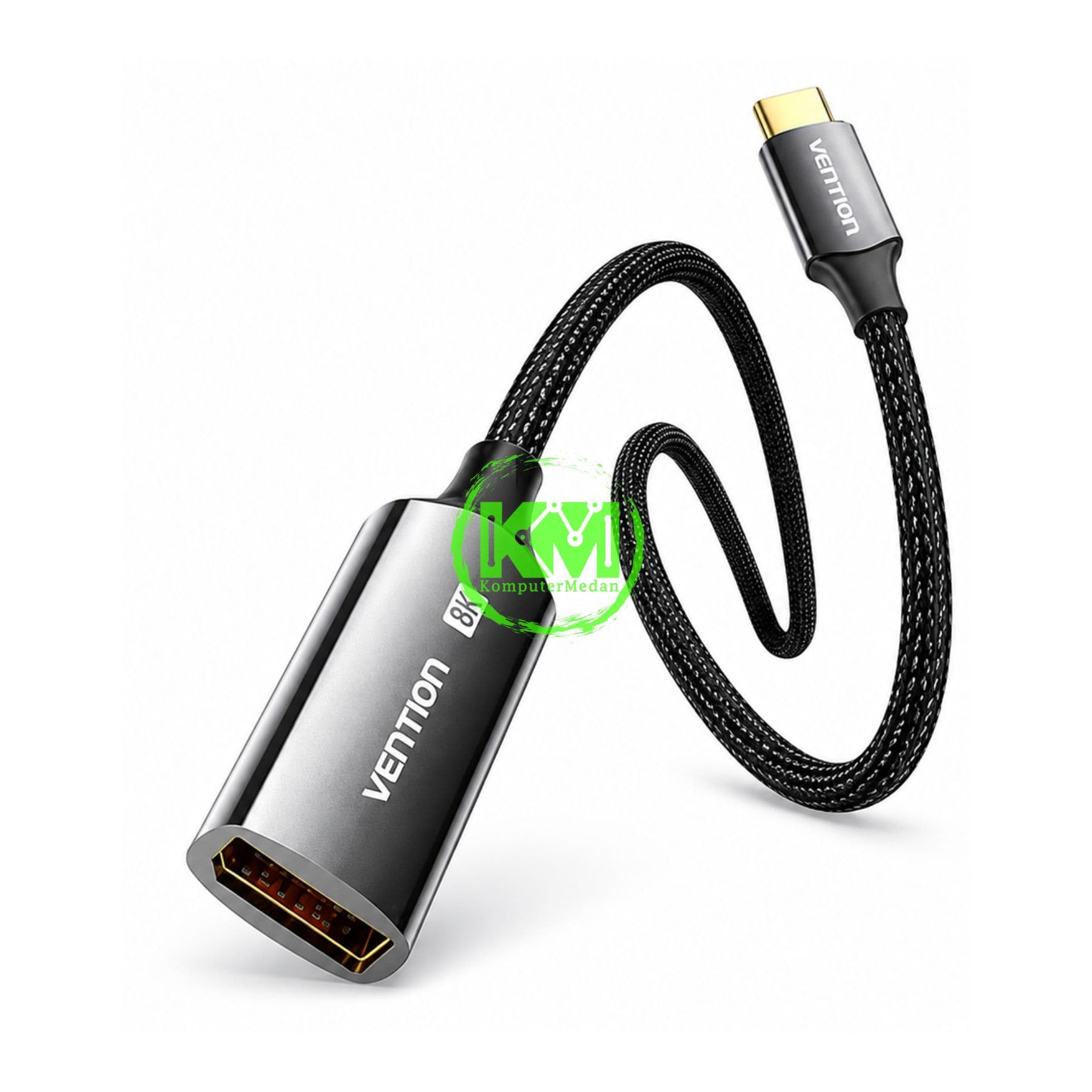 VENTION COTTON BRAIDED USB-C TO DP 8K CONVERTER 0.25M BLACK ZINC ALLOY TYPE (CRGBC) - NP - Image 3