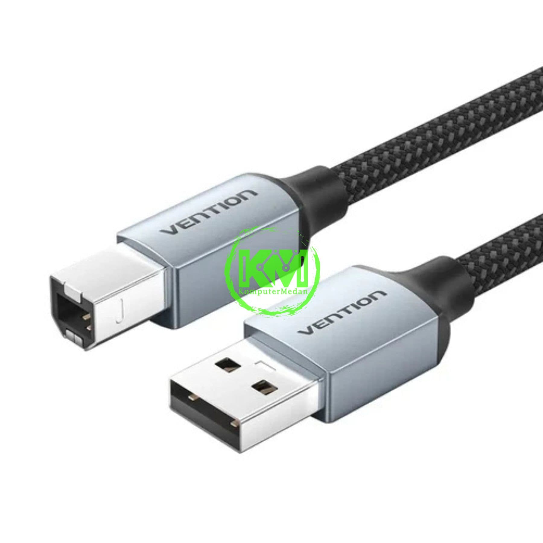 VENTION COTTON BRAIDED USB 2.0 A MALE TO B MALE PRINTER CABLE 2M GRAY ALUMINUM ALLOY TYPE (CTTHH) - Image 2