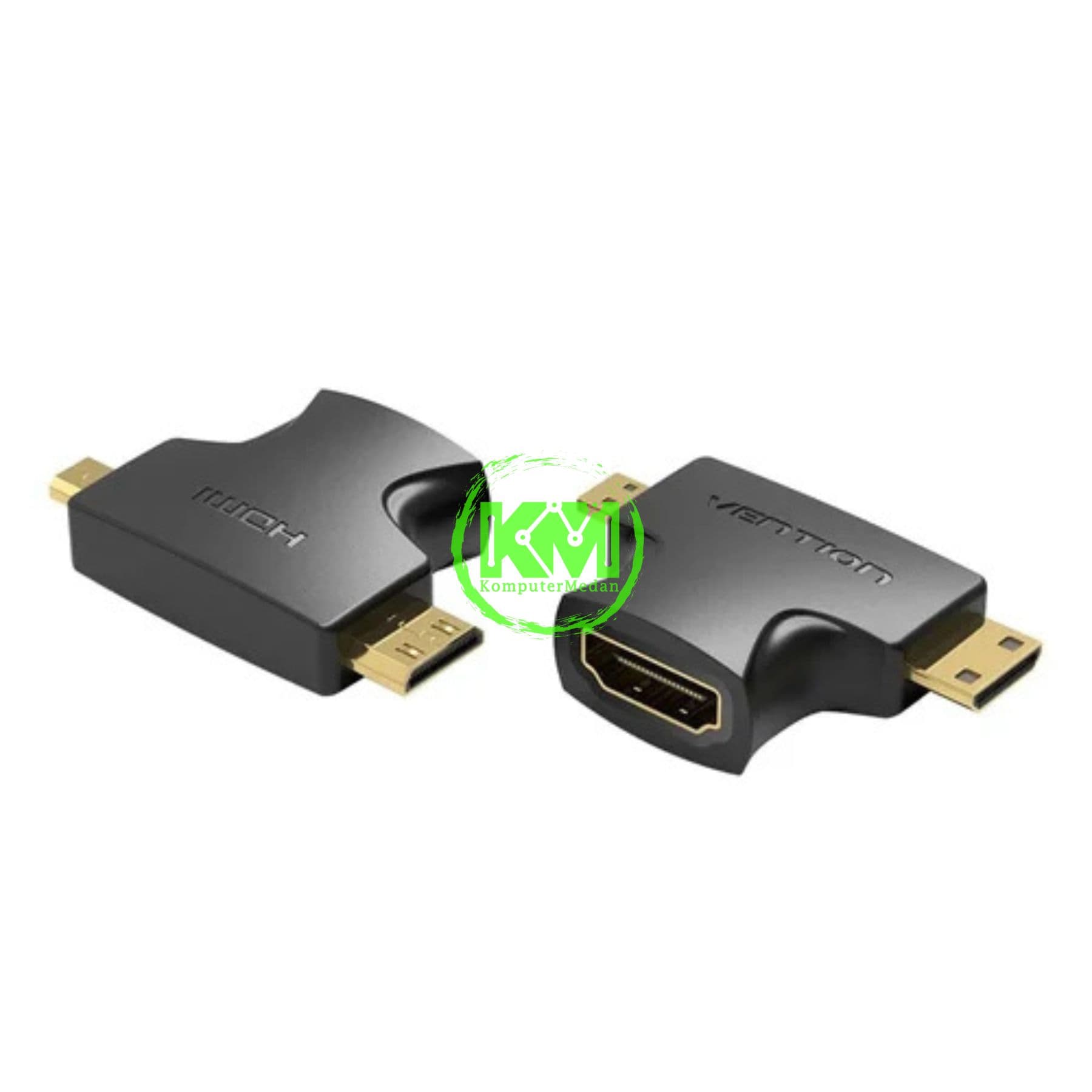 VENTION 2 IN 1 MINI HDMI AND MICRO HDMI MALE TO HDMI FEMALE ADAPTER BLACK (AGFB0) - NP