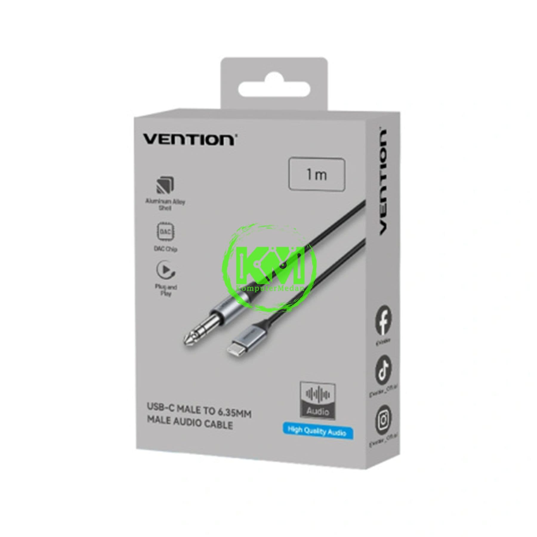 VENTION USB-C MALE TO 6.35MM MALE WITH DAC AUDIO CABLE 1M GRAY (BIJHF) - NP - Image 1