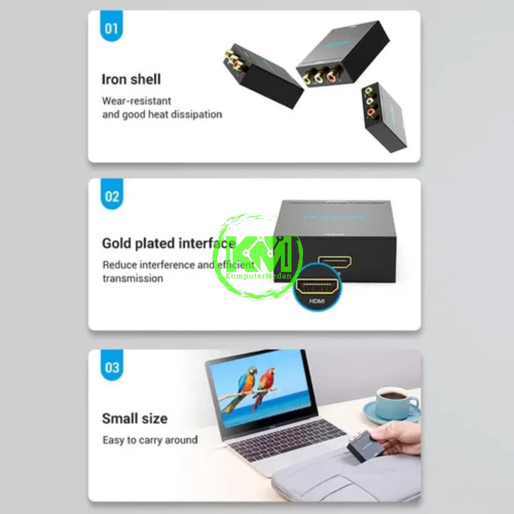 VENTION HDMI TO RCA CONVERTER BLACK METAL TYPE (AEEB0) - Image 4