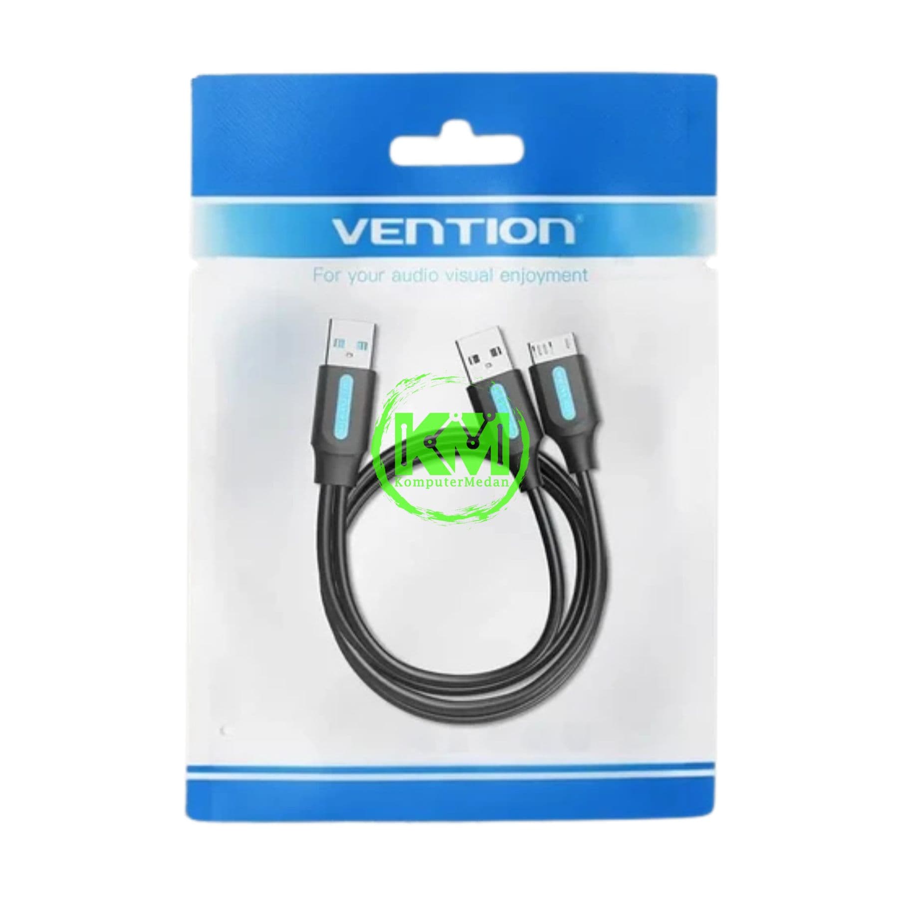 VENTION USB 3.0 A MALE TO MICRO-B MALE CABLE WITH USB POWER SUPPLY 1M BLACK PVC TYPE (CQPBF) - NP - Image 1