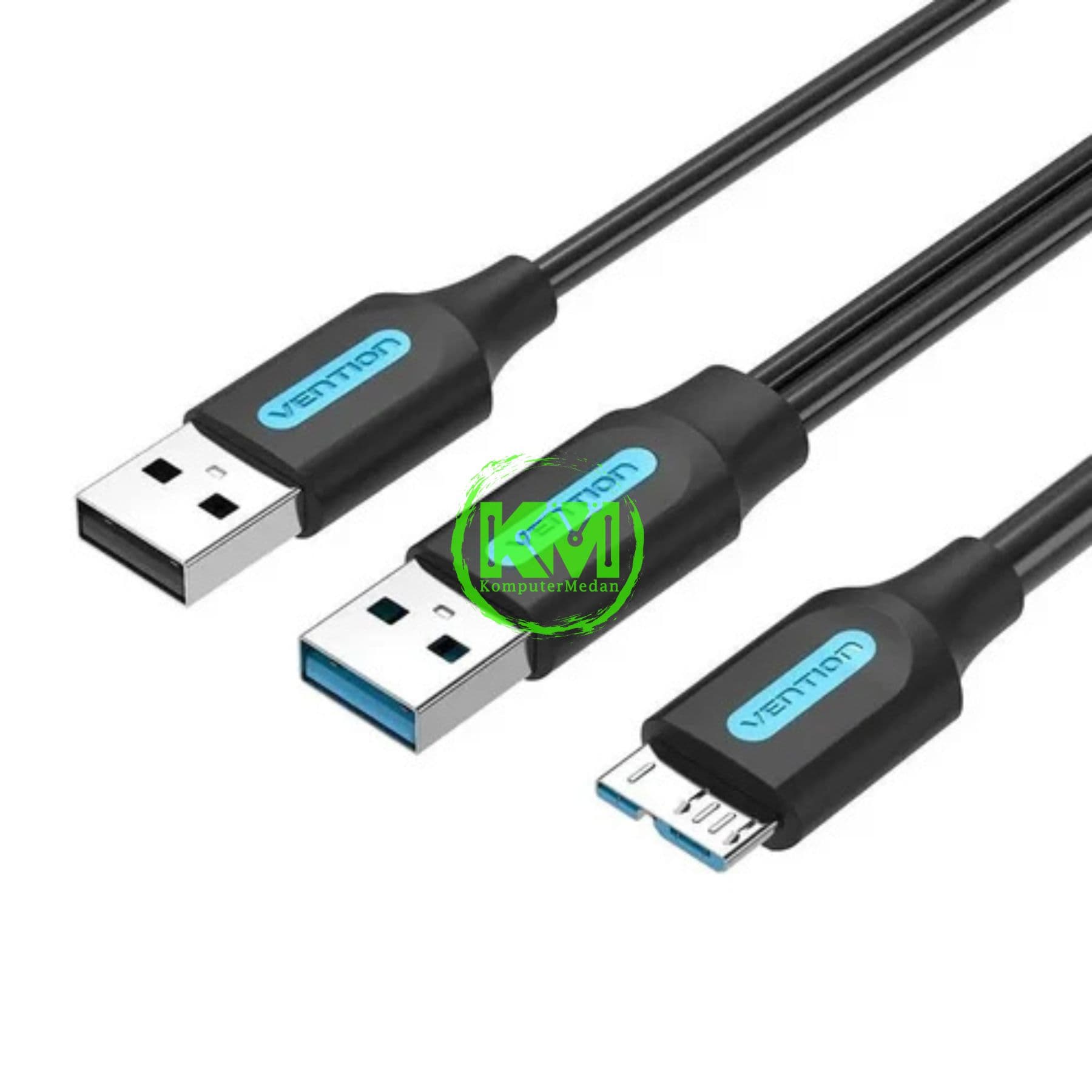 VENTION USB 3.0 A MALE TO MICRO-B MALE CABLE WITH USB POWER SUPPLY 1M BLACK PVC TYPE (CQPBF) - NP - Image 2