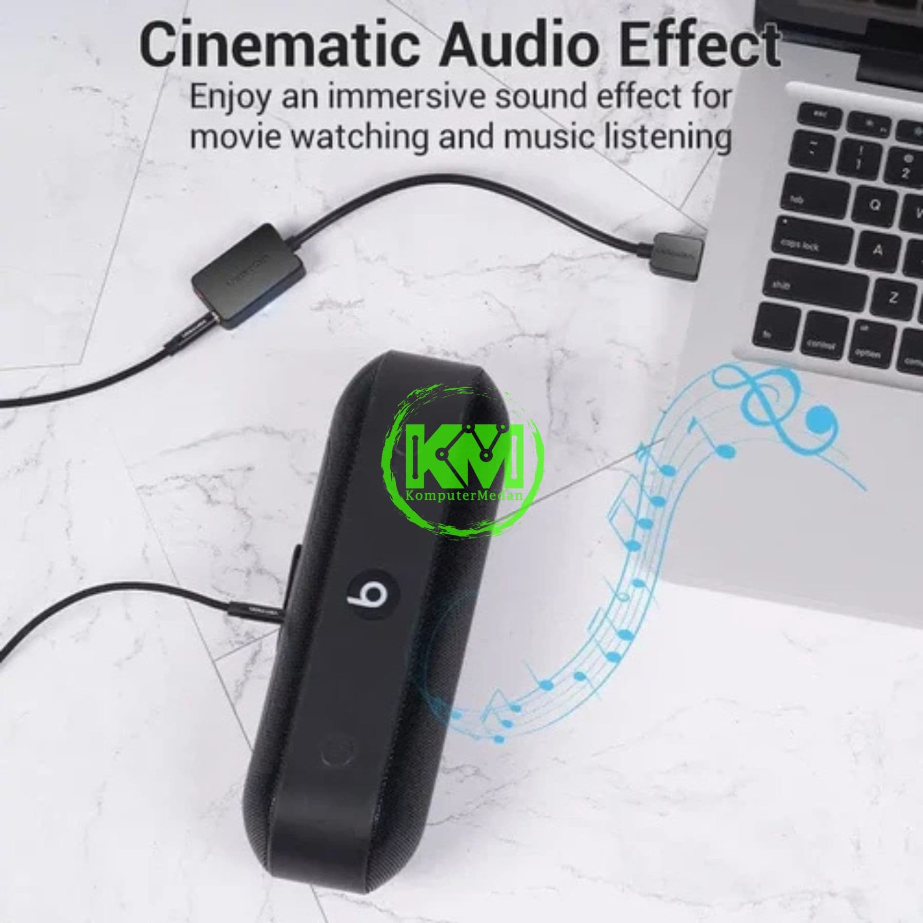 VENTION 2-PORT USB EXTERNAL SOUND CARD 0.15M BLACK (CDYB0) - Image 3