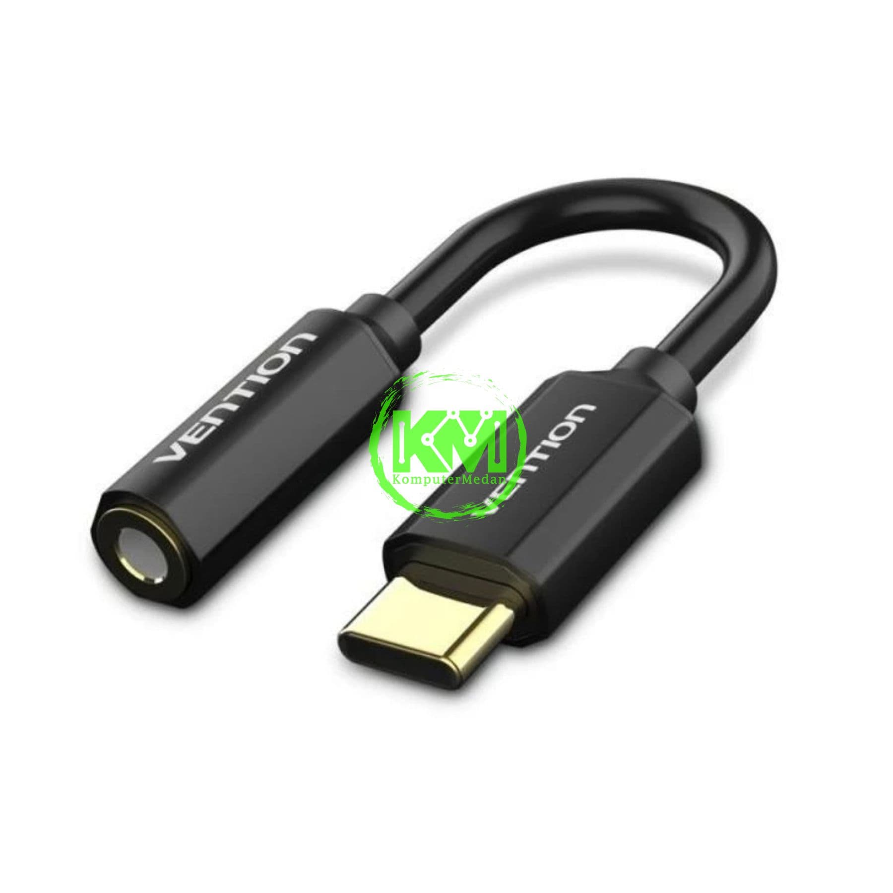 VENTION TYPE-C TO 3.5MM AUDIO CABLE 0.1M BLACK METAL TYPE (CFIBA)