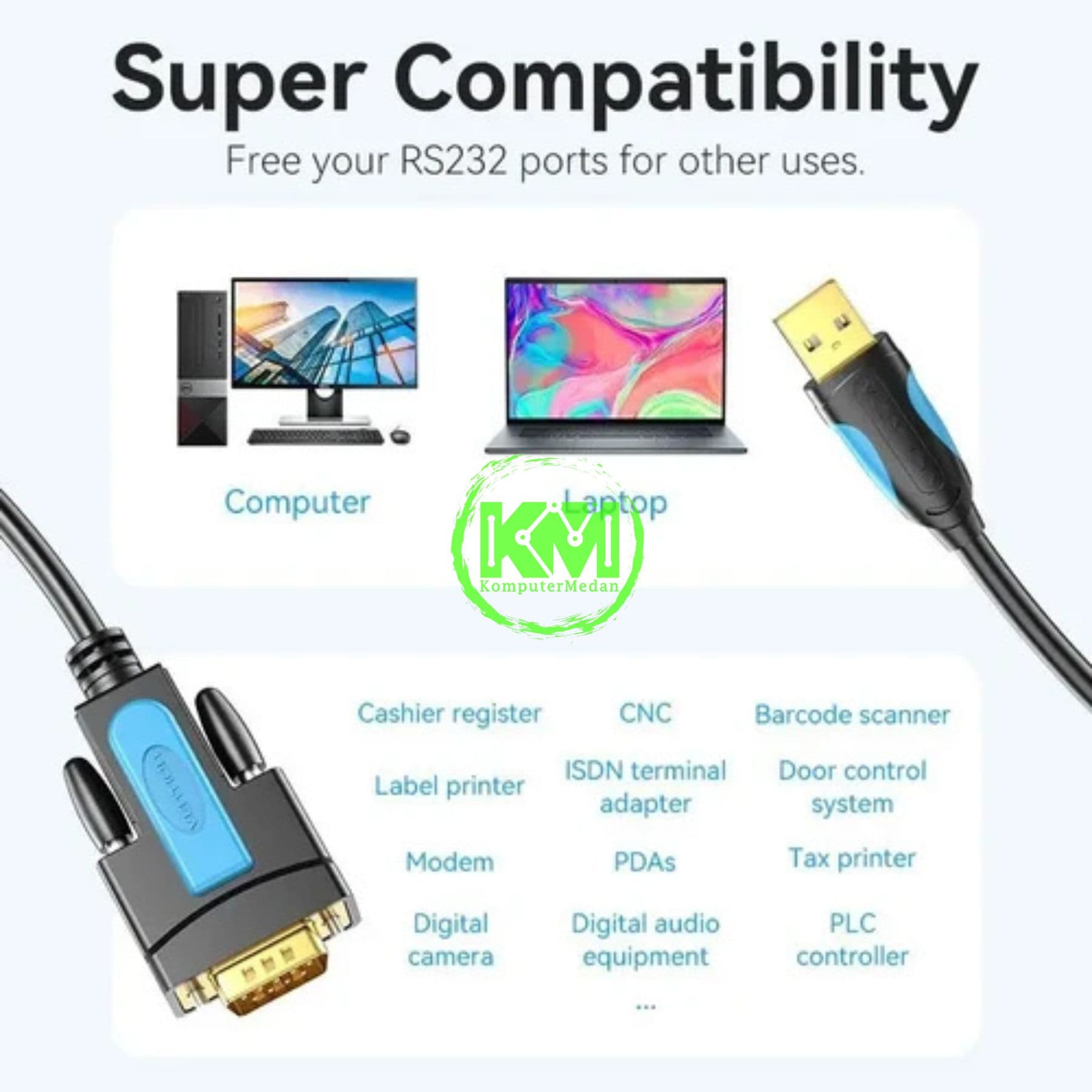 VENTION USB TO RS232 SERIAL ADAPTER BLACK 1.5M (VAS-C02-B150) - NP - Image 5