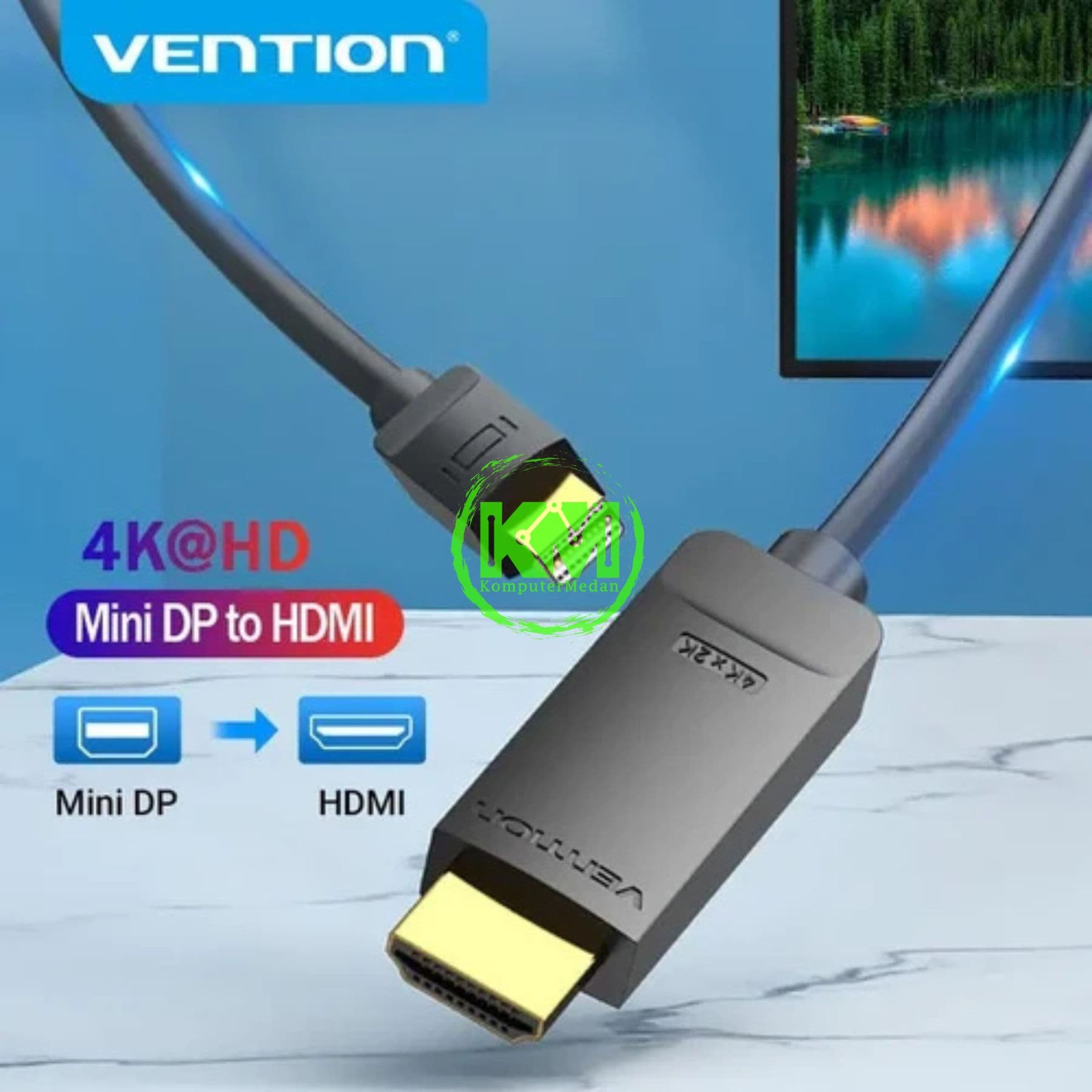 VENTION 4K MINI DISPLAYPORT TO HDMI CABLE 2M BLACK (HAHBH) - NP - Image 2
