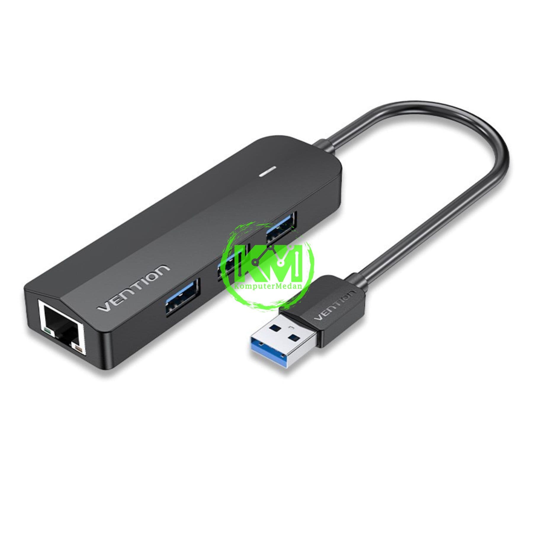 VENTION 3-PORT USB 2.0 HUB WITH 100M ETHERNET ADAPTER 0.15M BLACK (CHPBB) - NP - Image 1