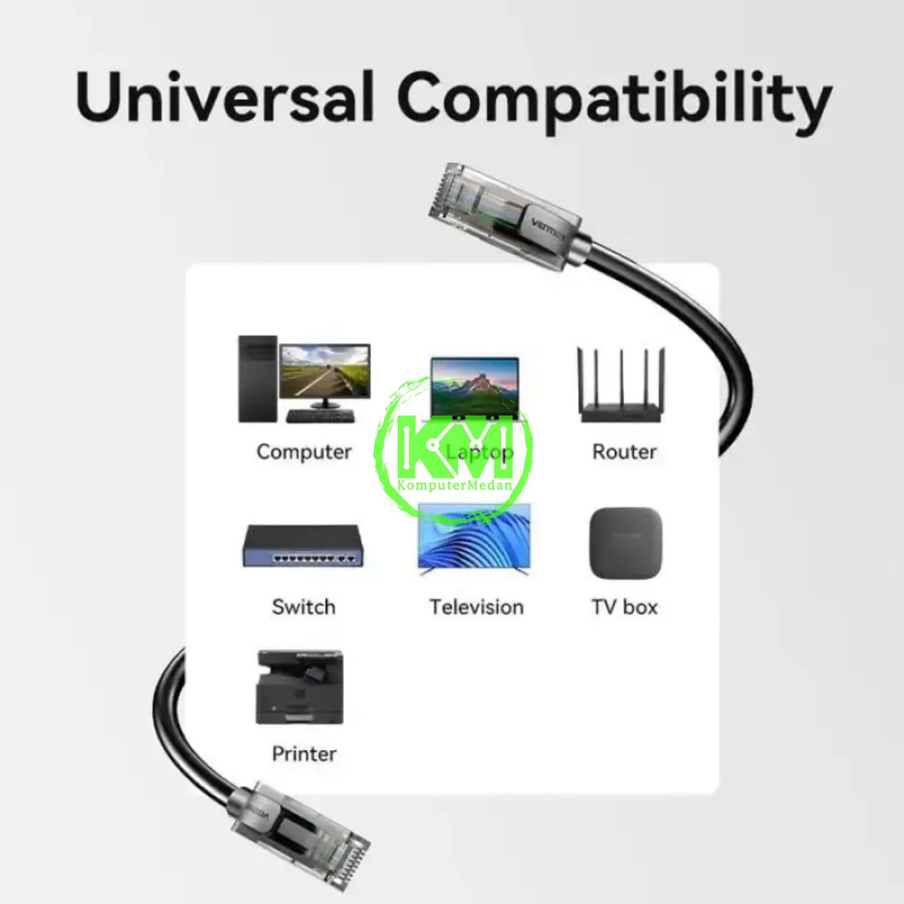 VENTION CAT5E UTP ETHERNET PATCH CABLE 8M BLACK (IABBK) - NP - Image 4