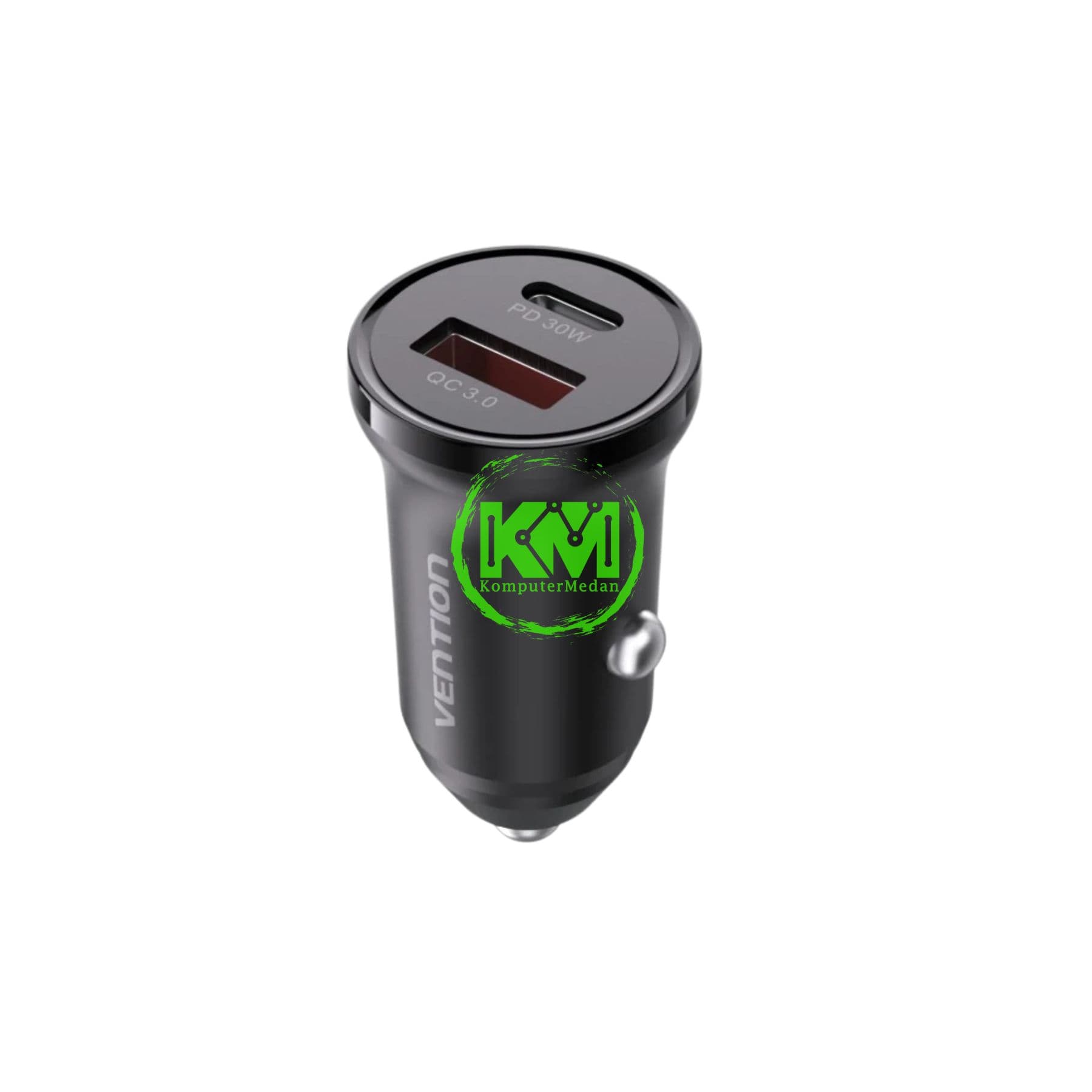 VENTION 30W TWO-PORT CAR CHARGER (USB-A + USB-C) BLACK ABS TYPE (K11B0) - NP - Image 2