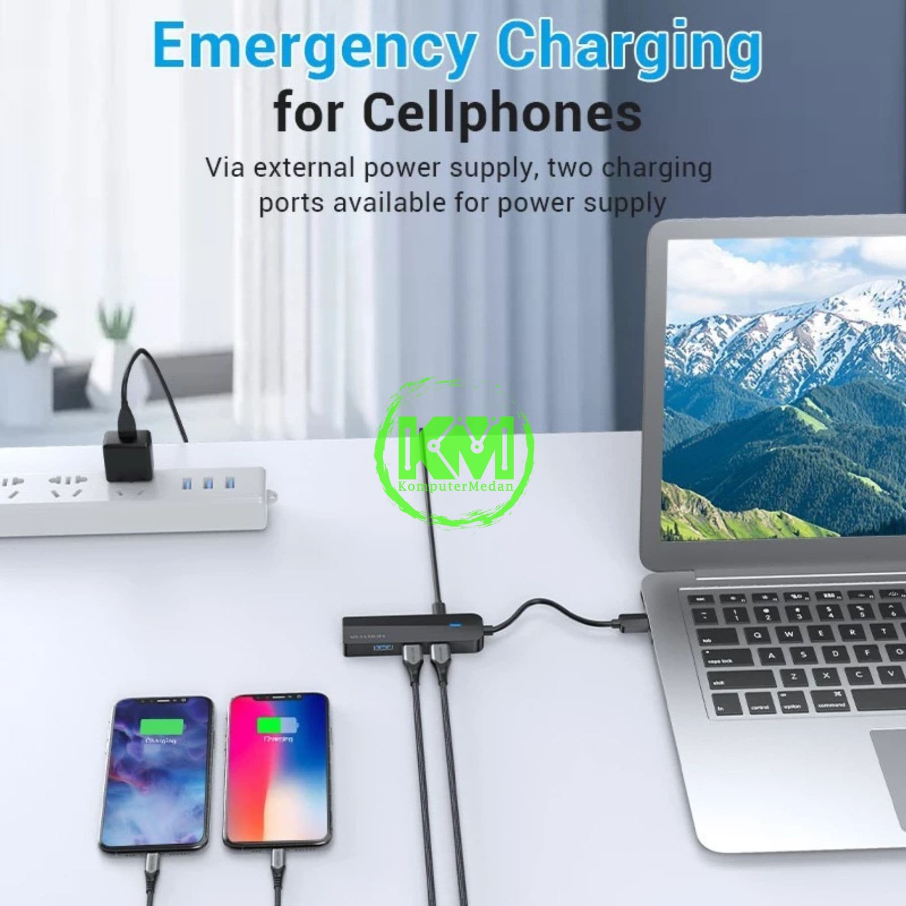VENTION 3-PORT USB 2.0 HUB WITH 100M ETHERNET ADAPTER 0.15M BLACK (CHPBB) - NP - Image 4