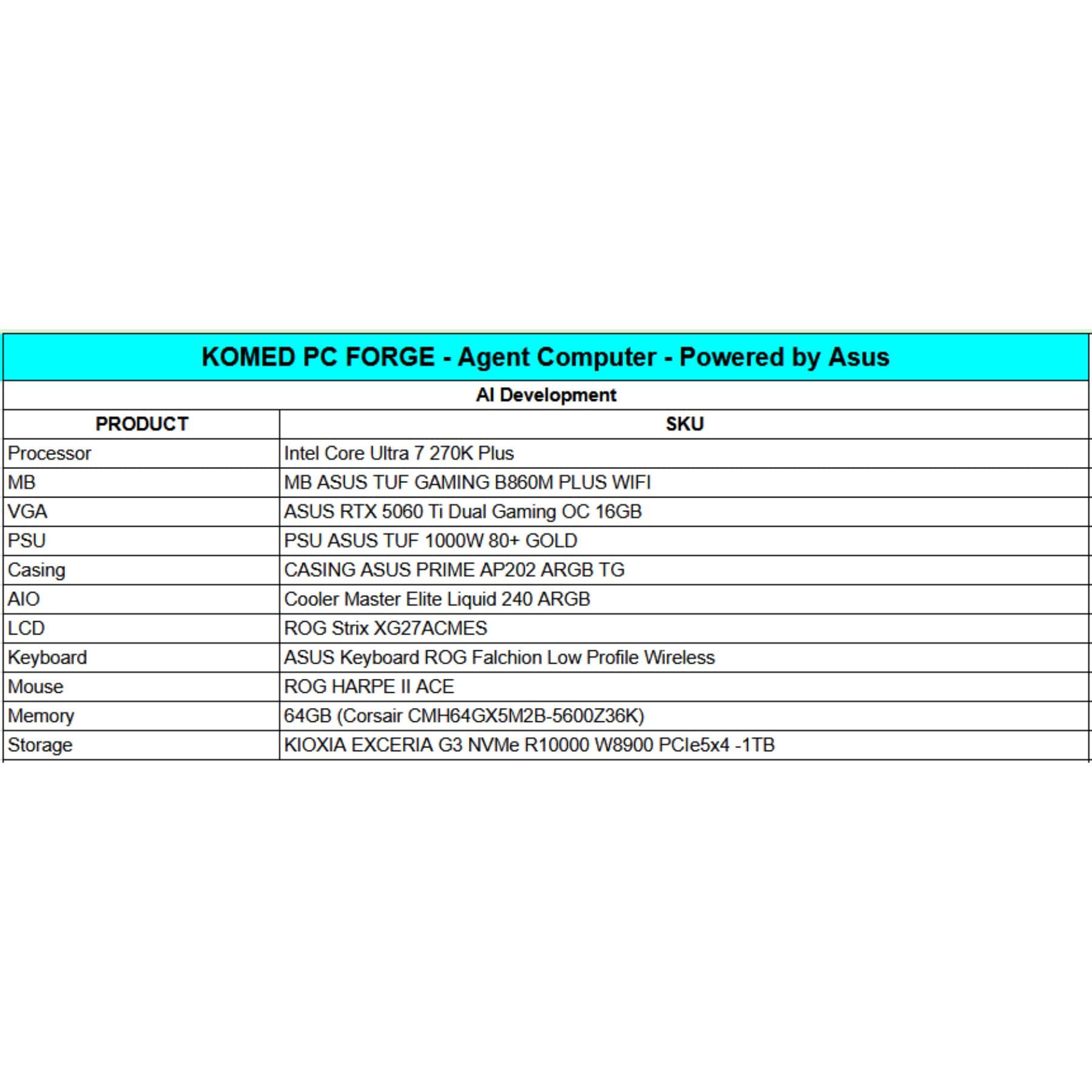 KOMED PC FORGE - AGENT COMPUTER - POWERED BY ASUS - Image 2