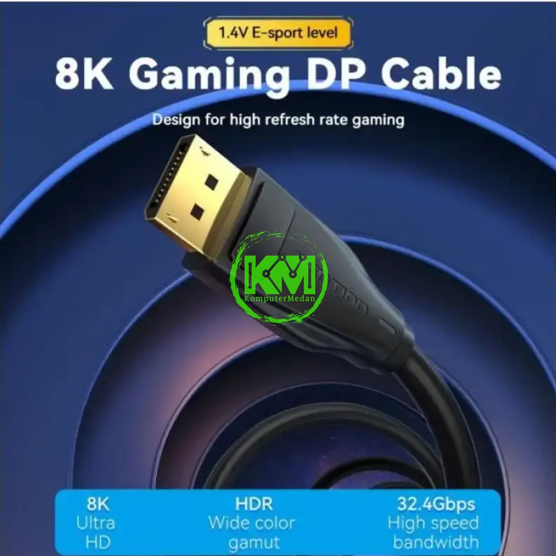VENTION DP 1.4 MALE TO MALE HD CABLE 8K 2M BLACK (HCDBH) - NP - Image 3