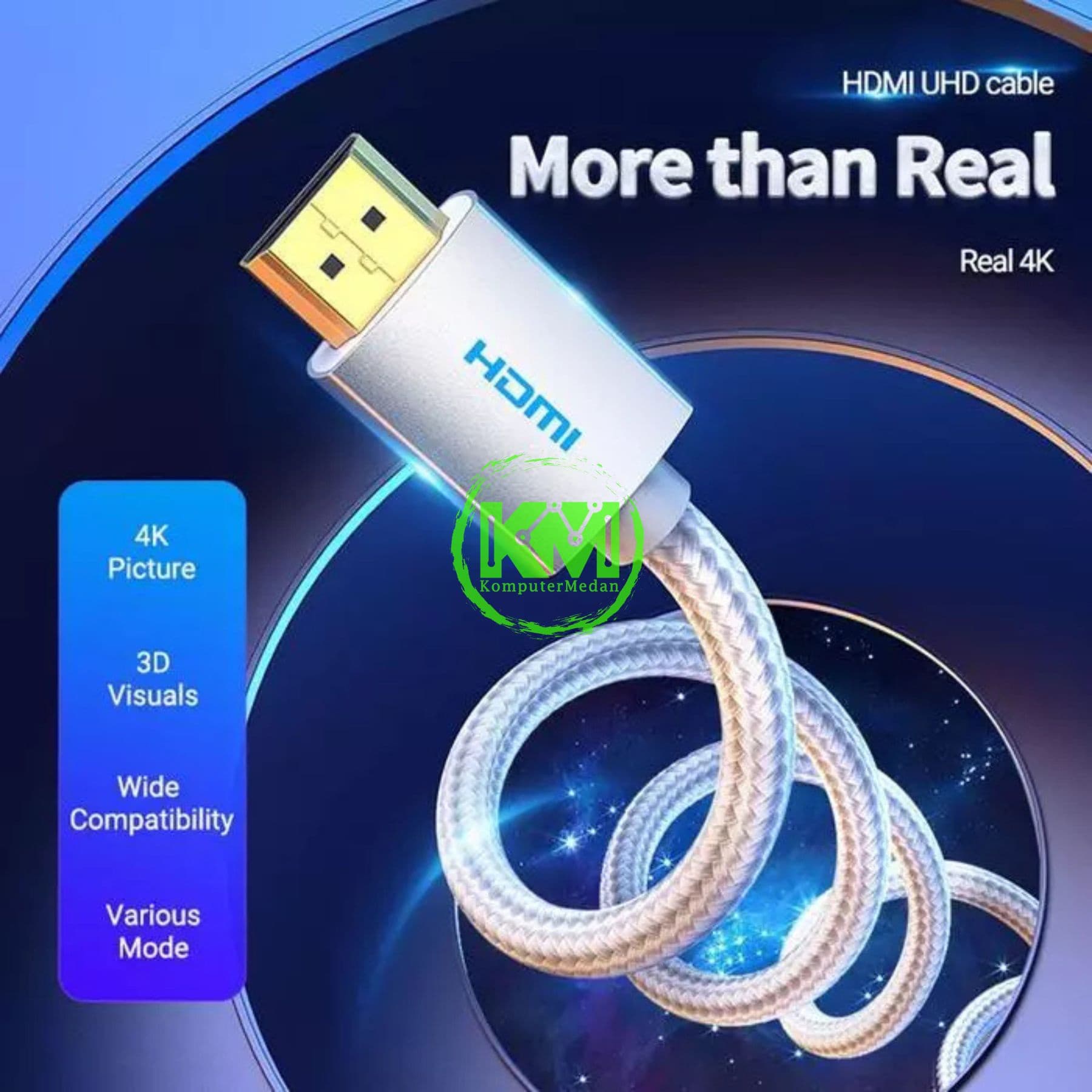 VENTION COTTON BRAIDED HDMI CABLE 5M SILVERY METAL TYPE (AABIJ) - NP - Image 2