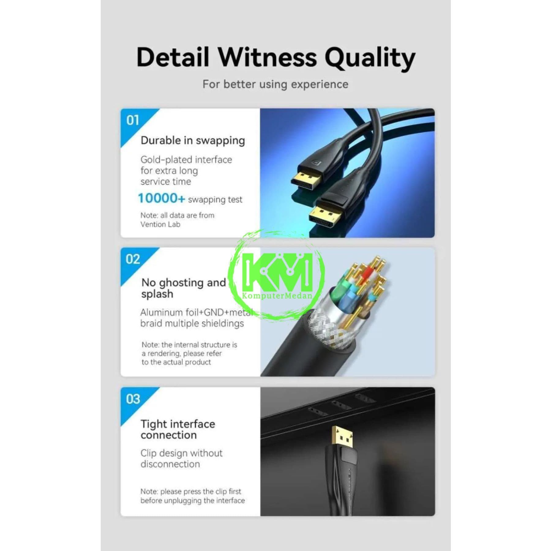VENTION DP 1.4 MALE TO MALE HD CABLE 8K 10M BLACK (HCDBL) - NP - Image 4