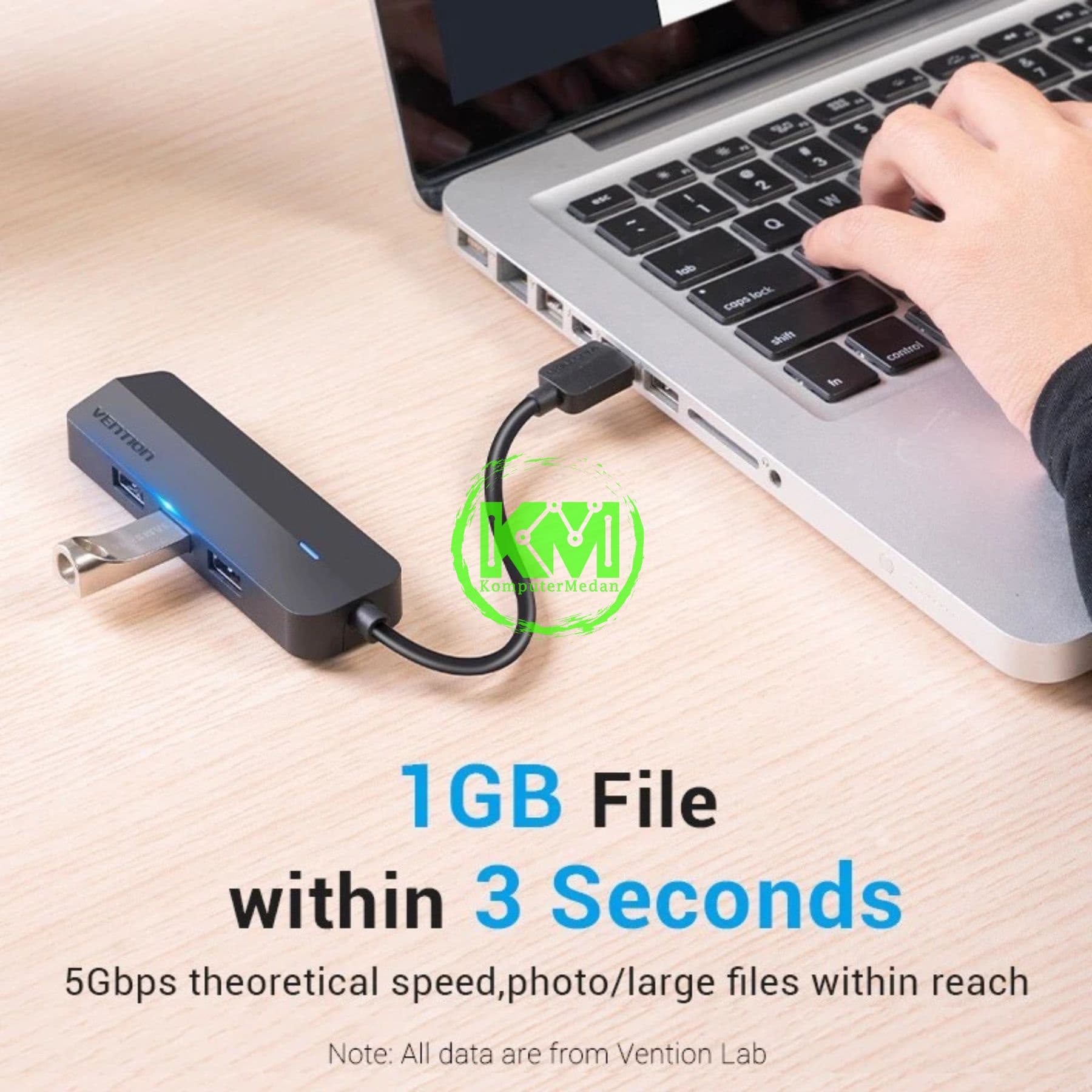 VENTION 3-PORT USB 2.0 HUB WITH 100M ETHERNET ADAPTER 0.15M BLACK (CHPBB) - NP - Image 2