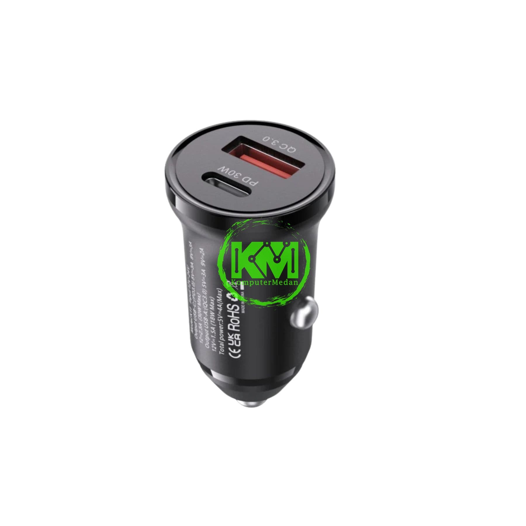 VENTION 30W TWO-PORT CAR CHARGER (USB-A + USB-C) BLACK ABS TYPE (K11B0) - NP - Image 3