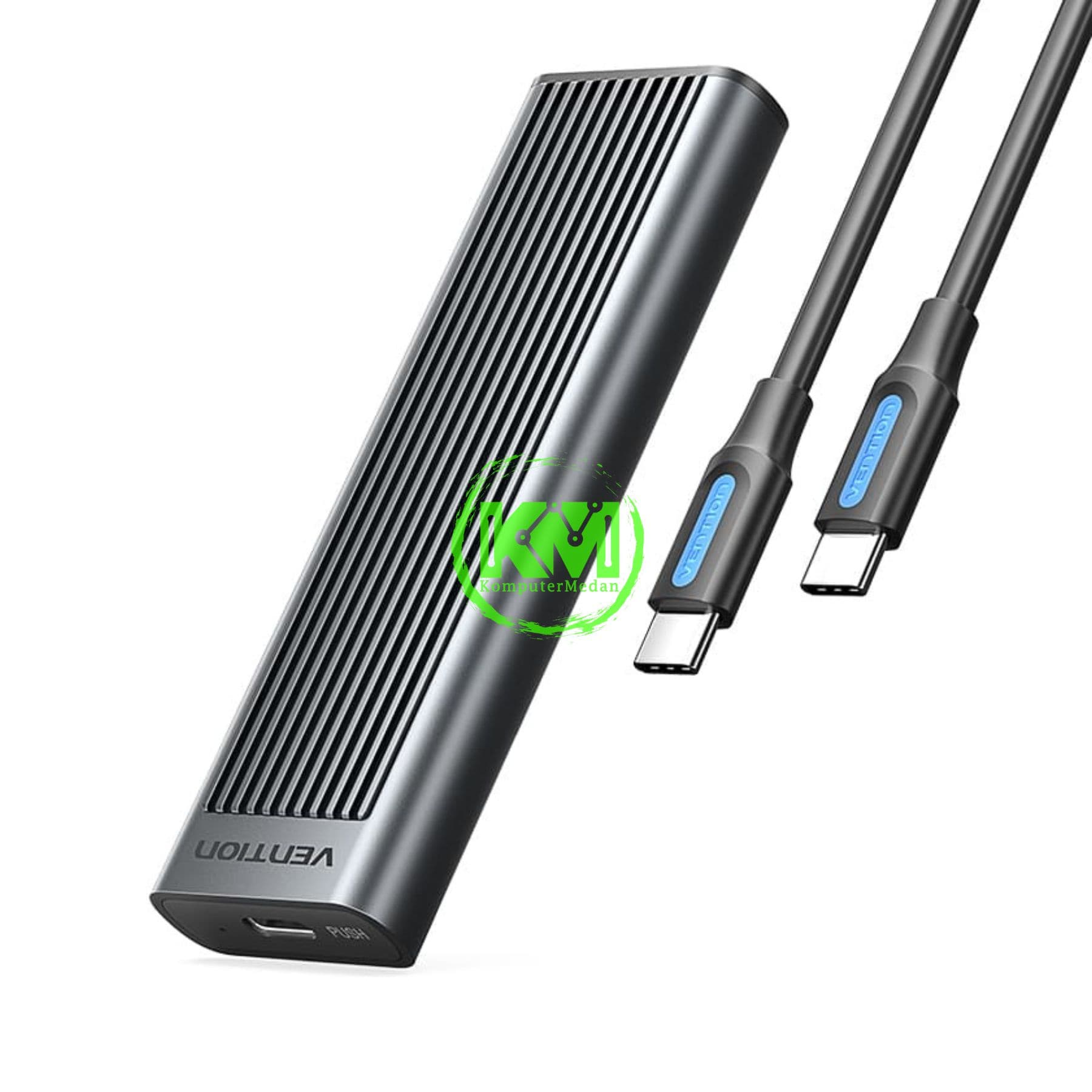 VENTION M.2 NVME & SATA SSD ENCLOSURE (USB 3.2 GEN 2-C) WITH HEAT SINK GRAY ALUMINUM ALLOY TYPE (KPLH0) - NP
